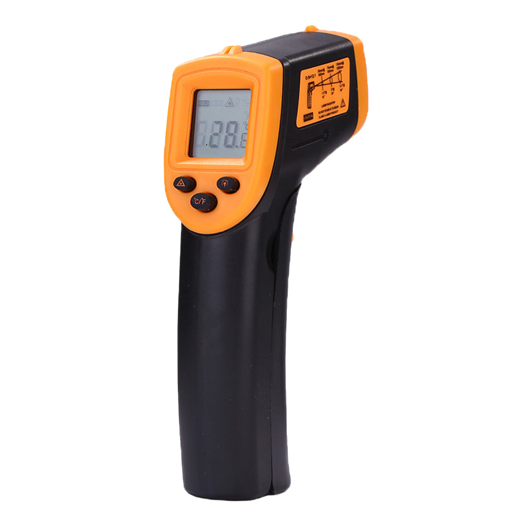 Handheld Laser Infrared Thermometer Backlit Yellow