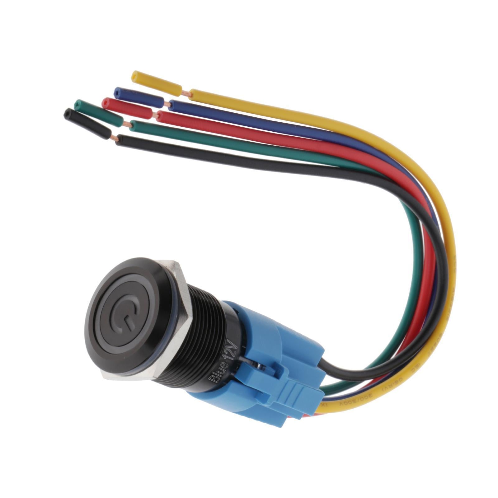 12V Blue LED Power Button Latching Switch Push Button Starter Switch On/Off