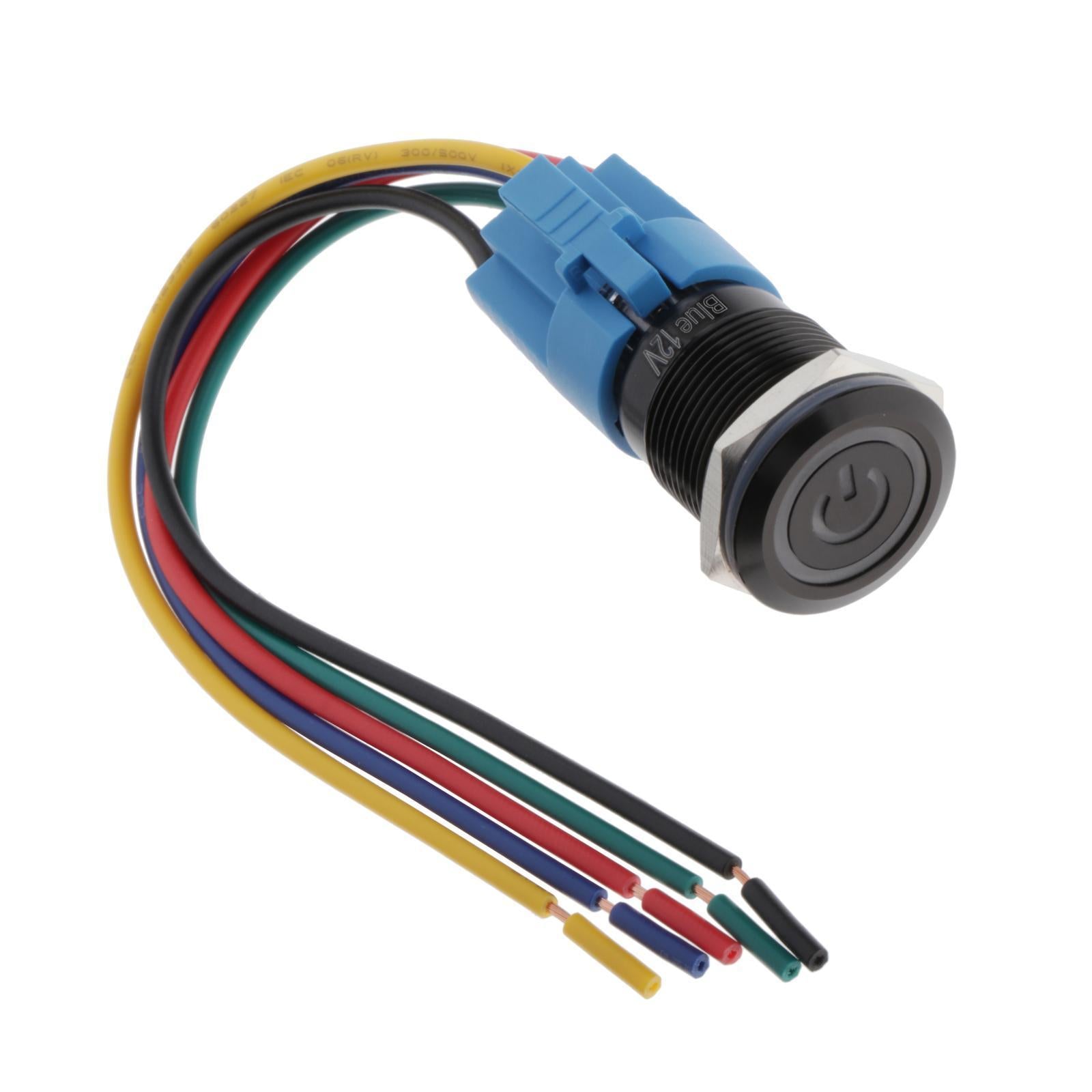 12V Blue LED Power Button Latching Switch Push Button Starter Switch On/Off