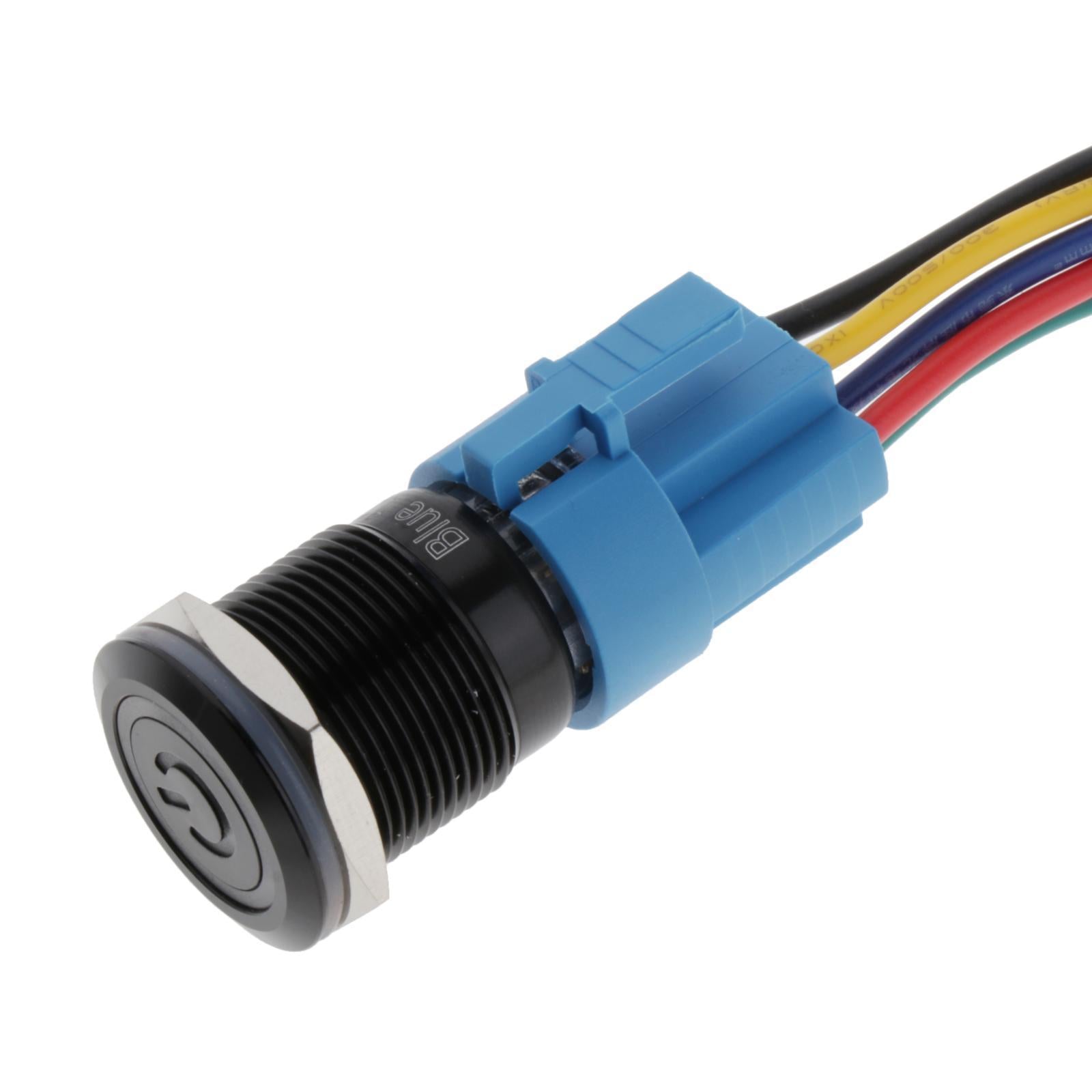 12V Blue LED Power Button Latching Switch Push Button Starter Switch On/Off