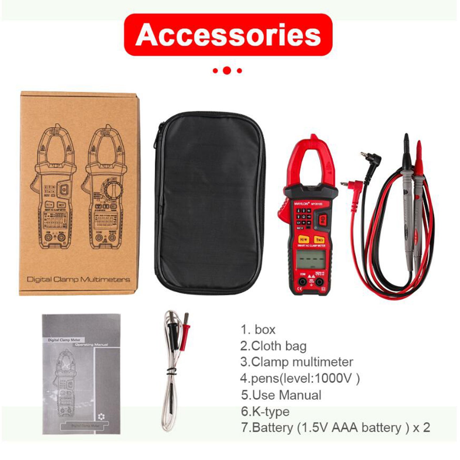 Digital Clamp Multimeter Voltage Tester Auto-ranging Measures Current Volt