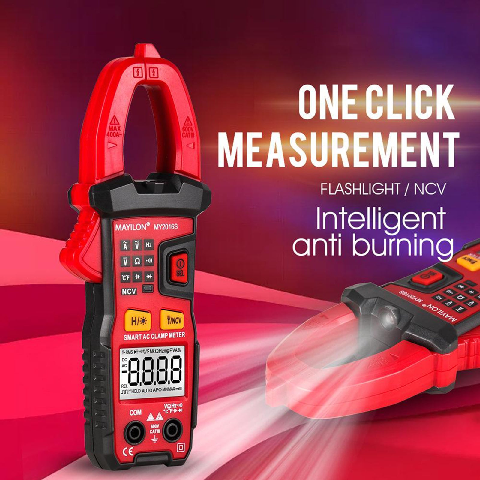 Digital Clamp Multimeter Voltage Tester Auto-ranging Measures Current Volt