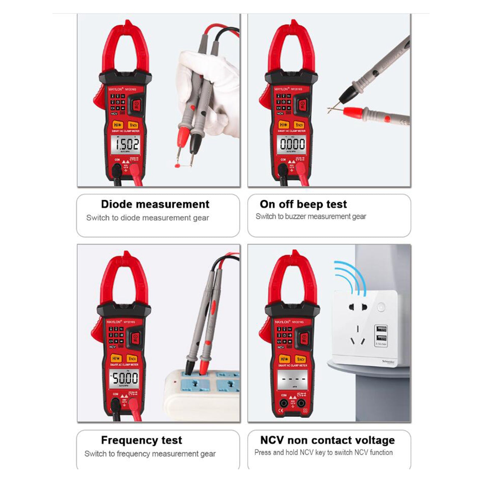 Digital Clamp Multimeter Voltage Tester Auto-ranging Measures Current Volt