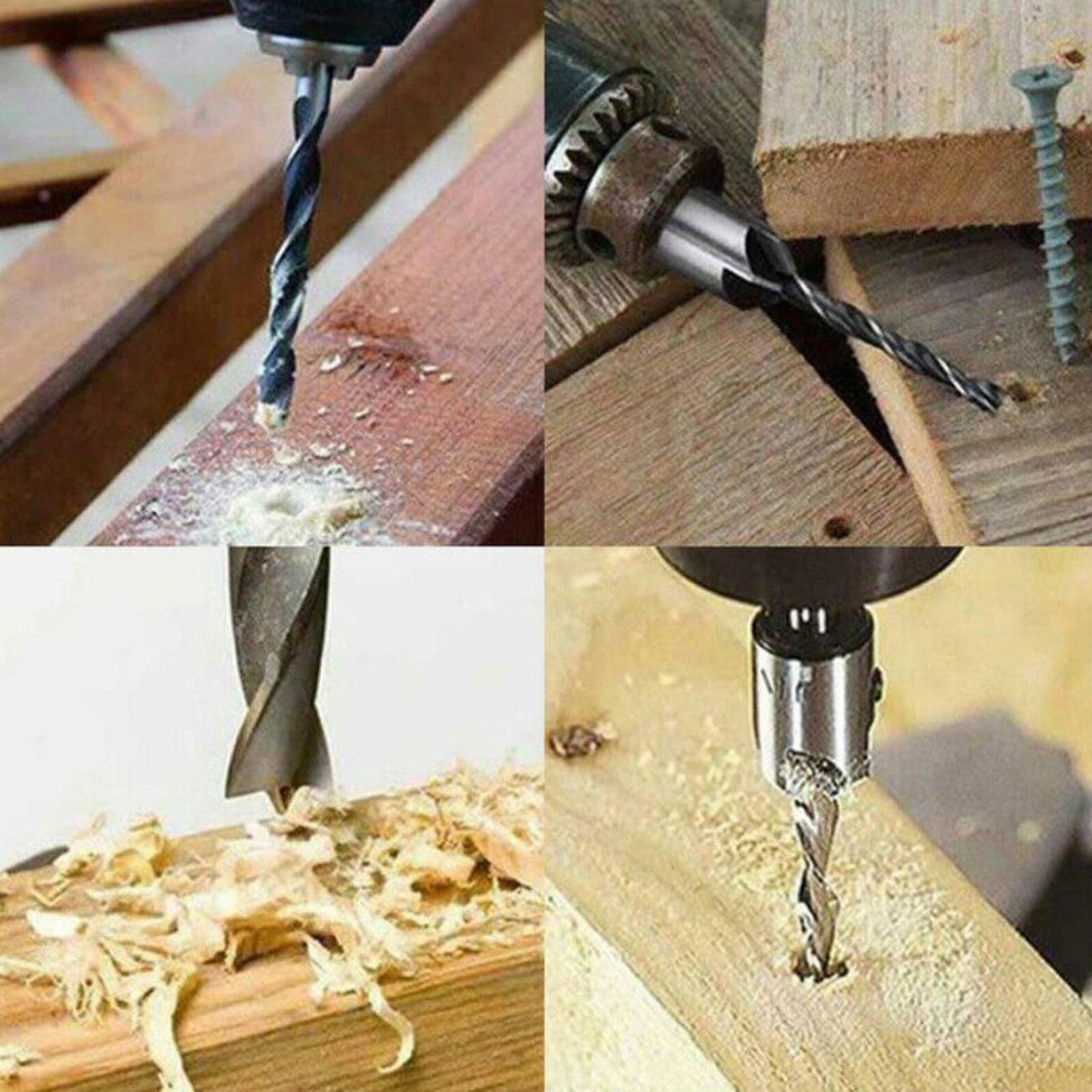 23xWoodworking Chamfer Drilling Tool Countersink Drill Bits Wood Plug Cutter