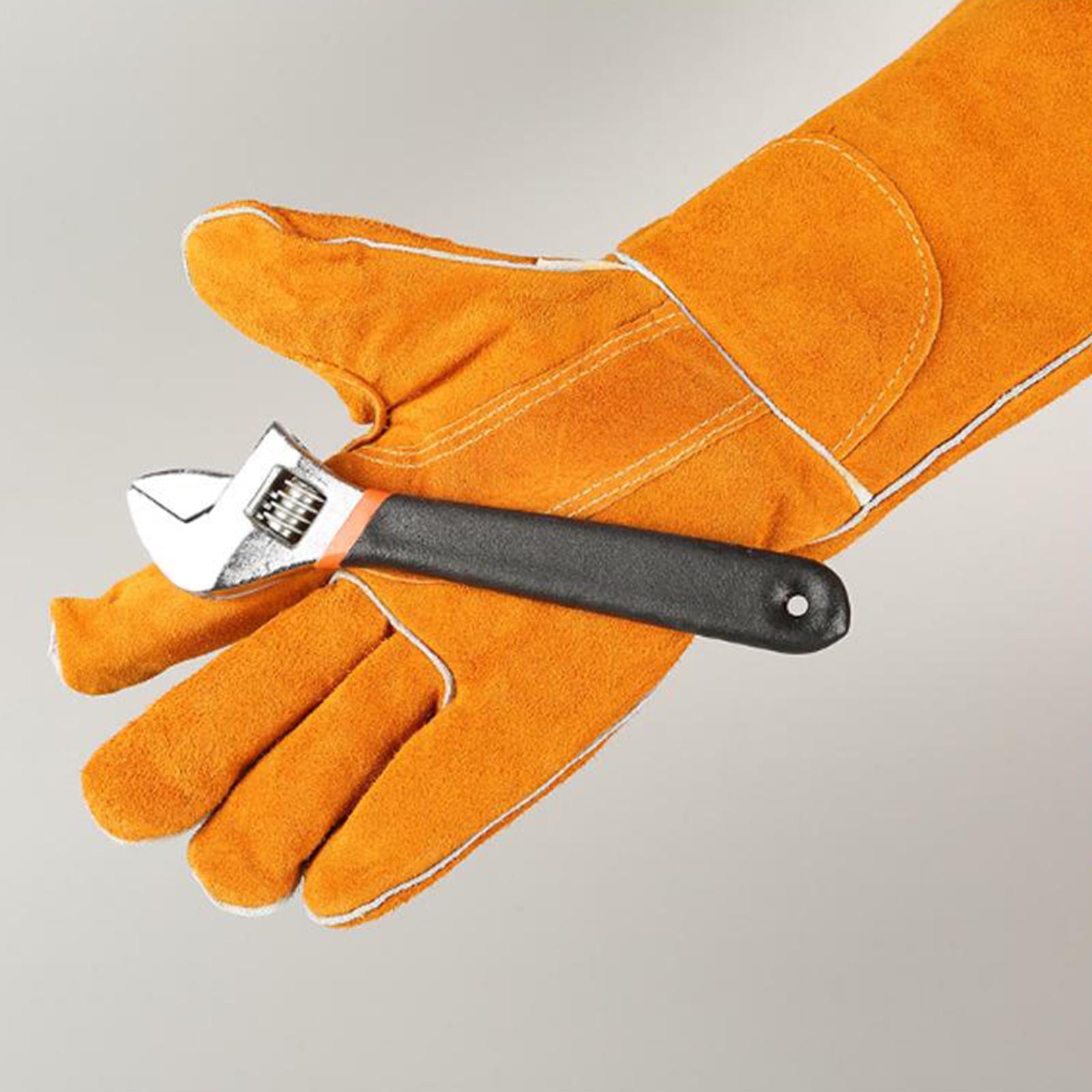 Leather Welding Gloves with Long Sleeves Working Protect Gloves 35cm