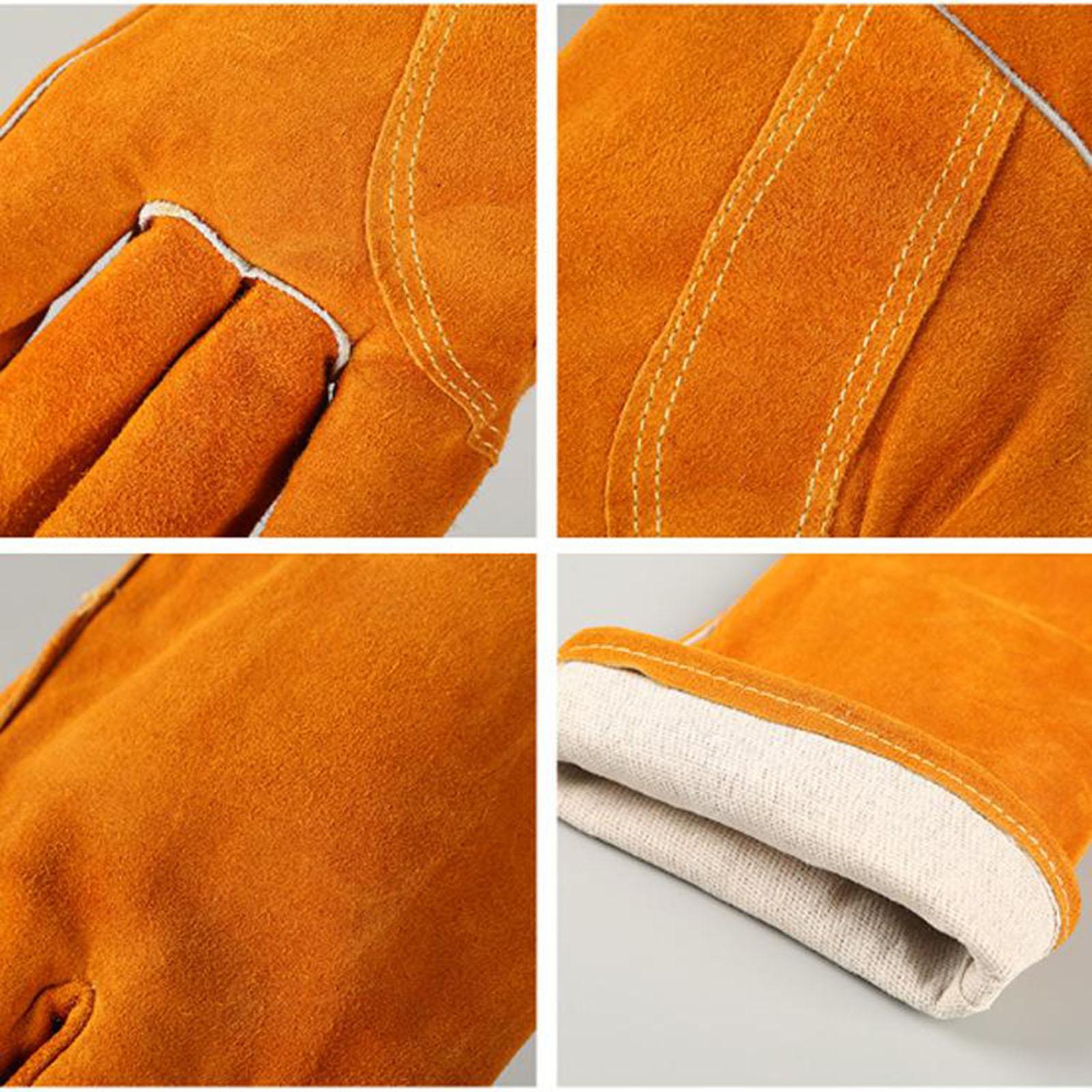 Leather Welding Gloves with Long Sleeves Working Protect Gloves 35cm