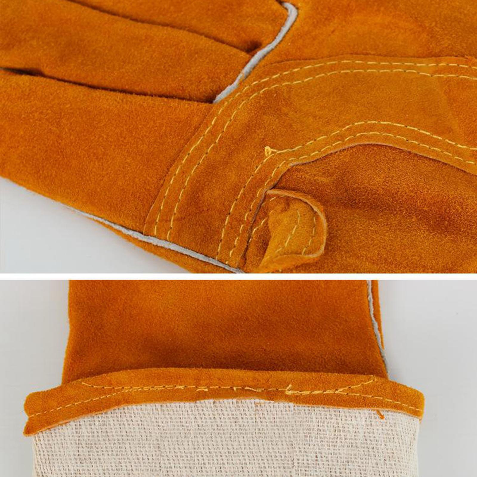 Leather Welding Gloves with Long Sleeves Working Protect Gloves 35cm
