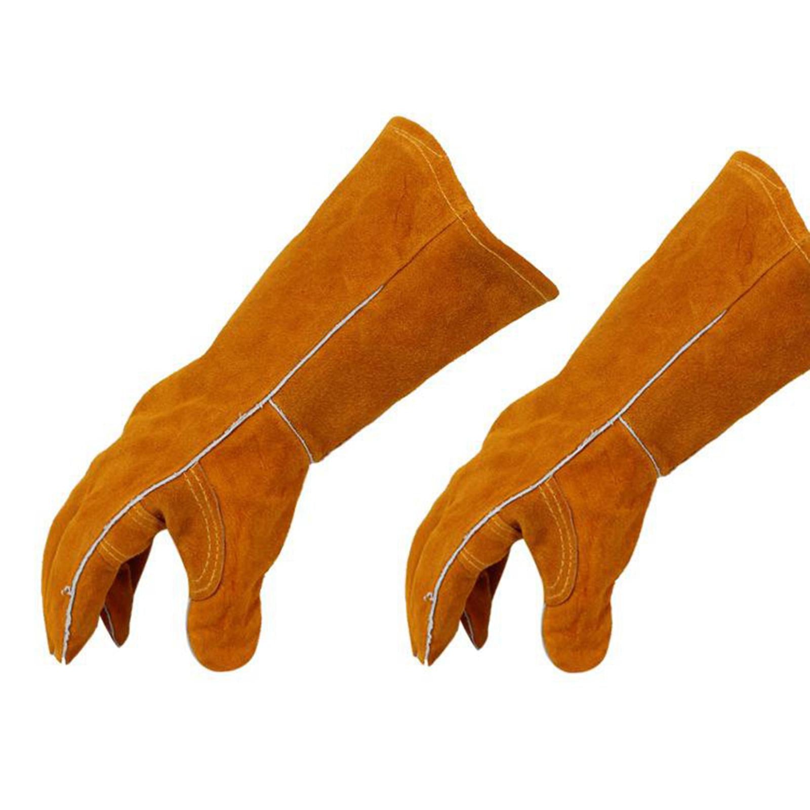 Leather Welding Gloves with Long Sleeves Working Protect Gloves 40cm