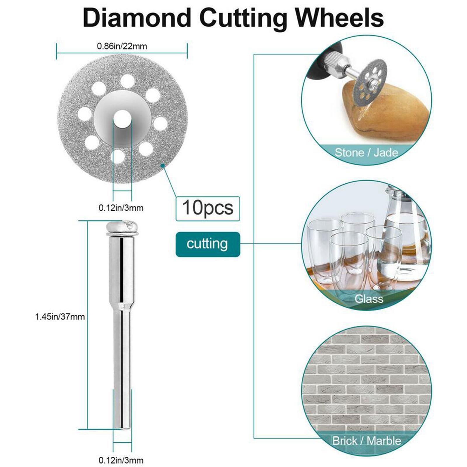 60Pcs Diamond Cutting Wheel with Mandrel and HSS Saw Blade Rotary Tool