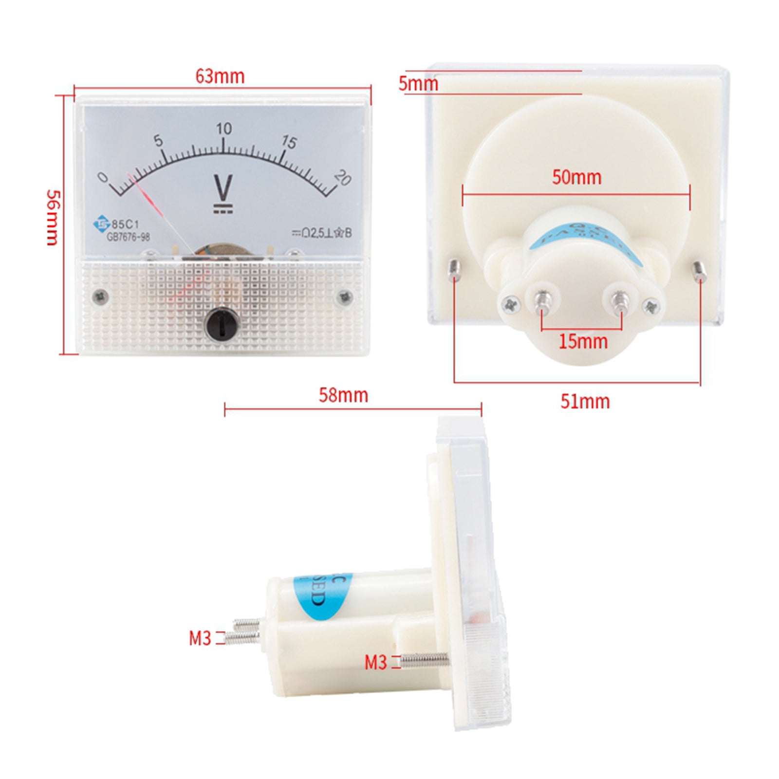 85C1 Analog Panel Meter Voltmeter DC Volt Voltage Meter Gauge DC 0-500V