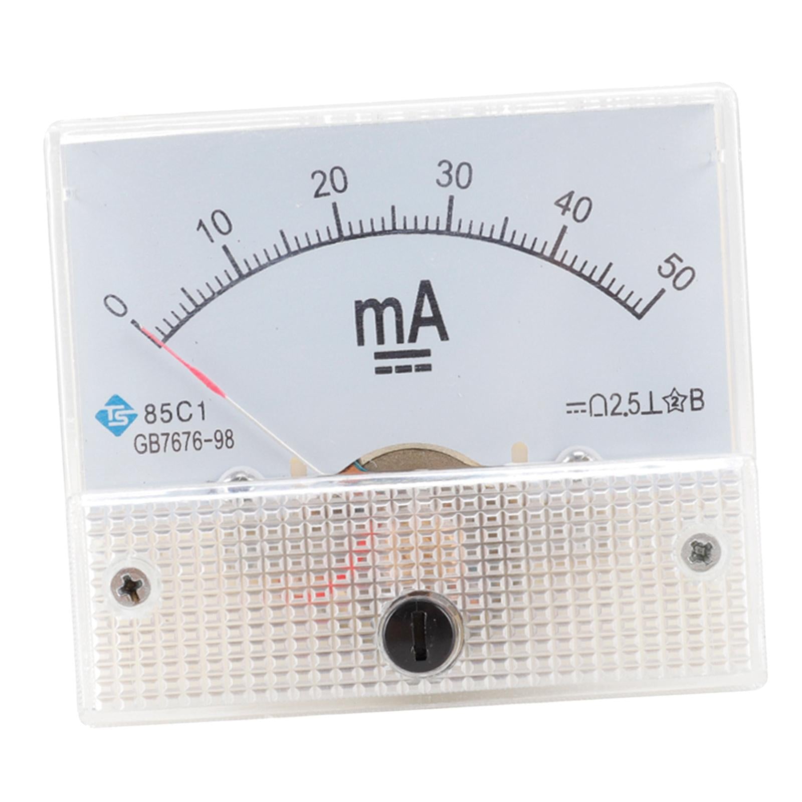 Rectangular Needle DC Ammeter Current Panel Meter Class 2.5 Charging Battery 0-50MA