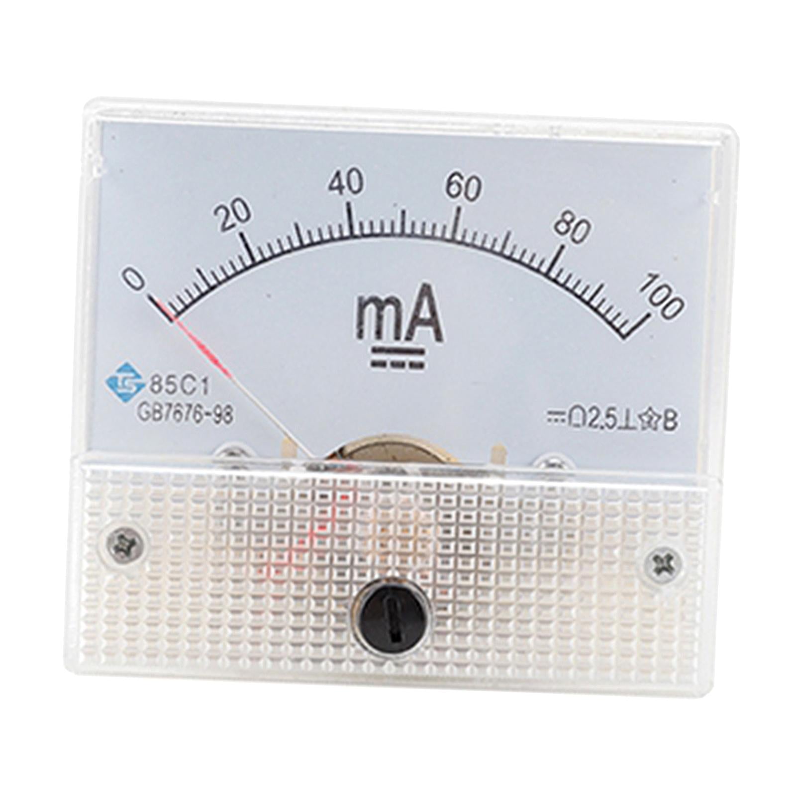 Rectangular Needle DC Ammeter Current Panel Meter Class 2.5 Charging Battery 0-100MA
