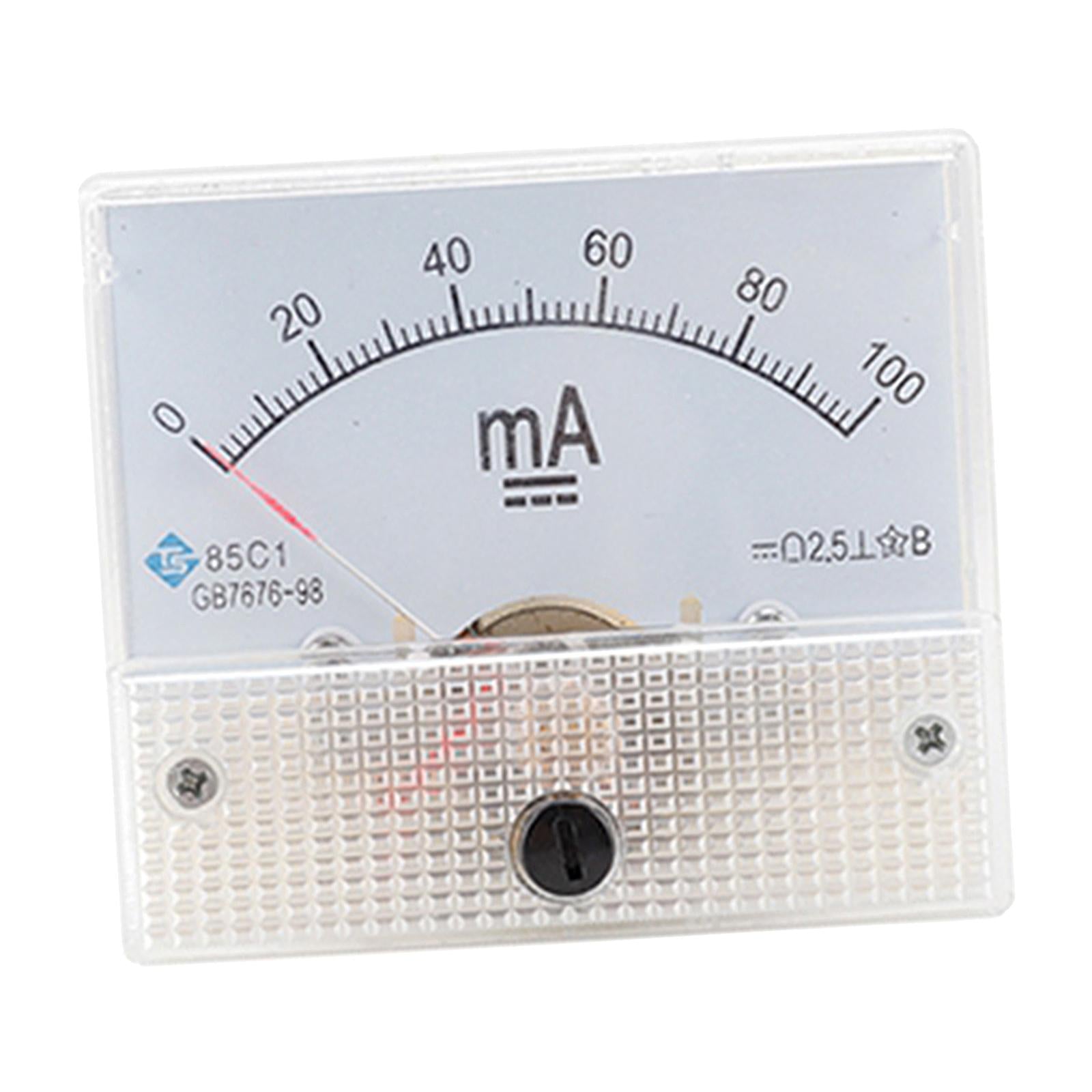 Rectangular Needle DC Ammeter Current Panel Meter Class 2.5 Charging Battery 0-100MA
