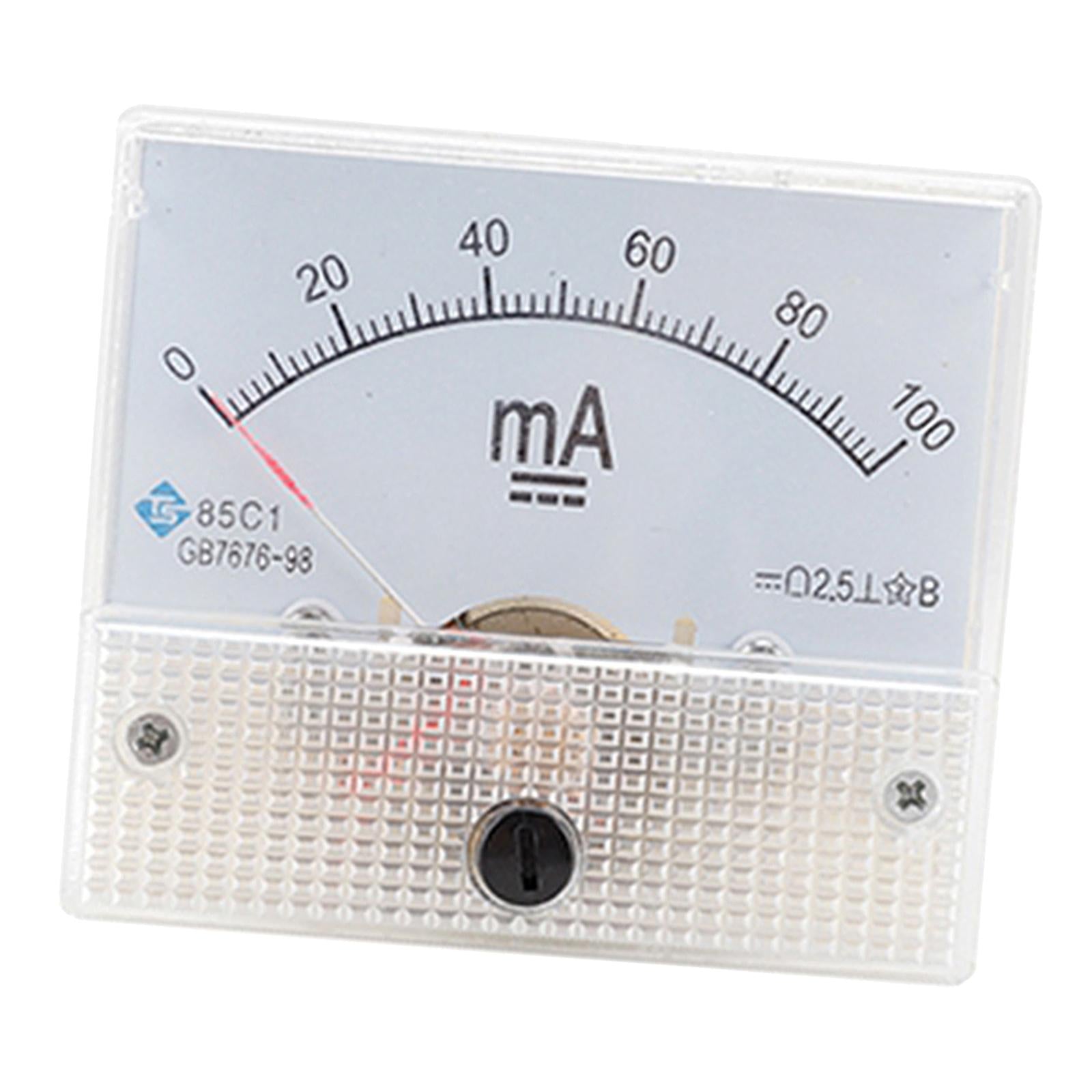 Rectangular Needle DC Ammeter Current Panel Meter Class 2.5 Charging Battery 0-100MA