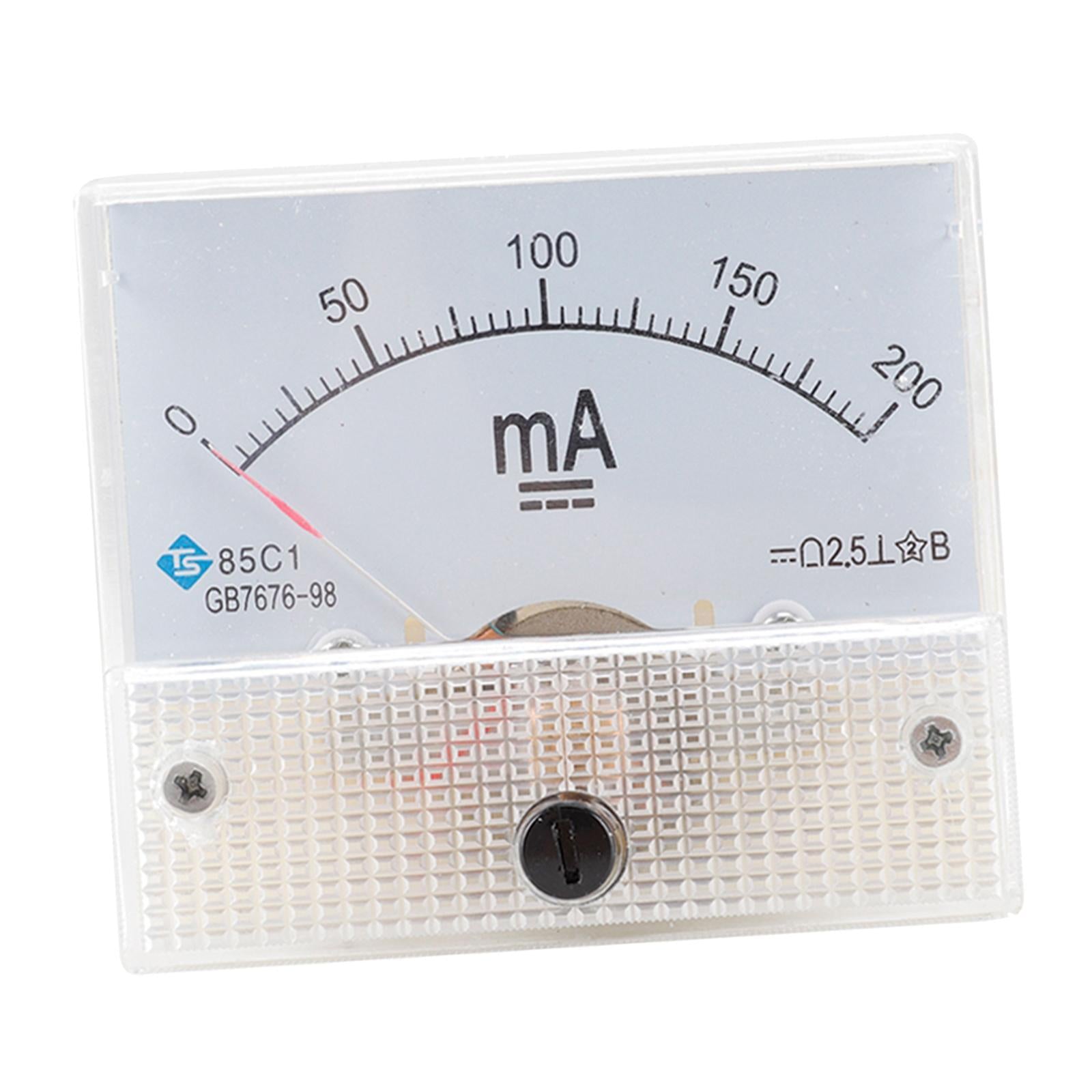 Rectangular Needle DC Ammeter Current Panel Meter Class 2.5 Charging Battery 0-200MA