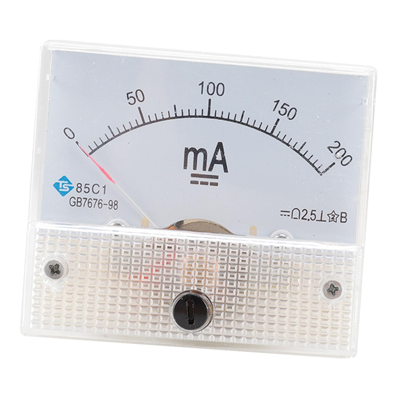 Rectangular Needle DC Ammeter Current Panel Meter Class 2.5 Charging Battery 0-200MA