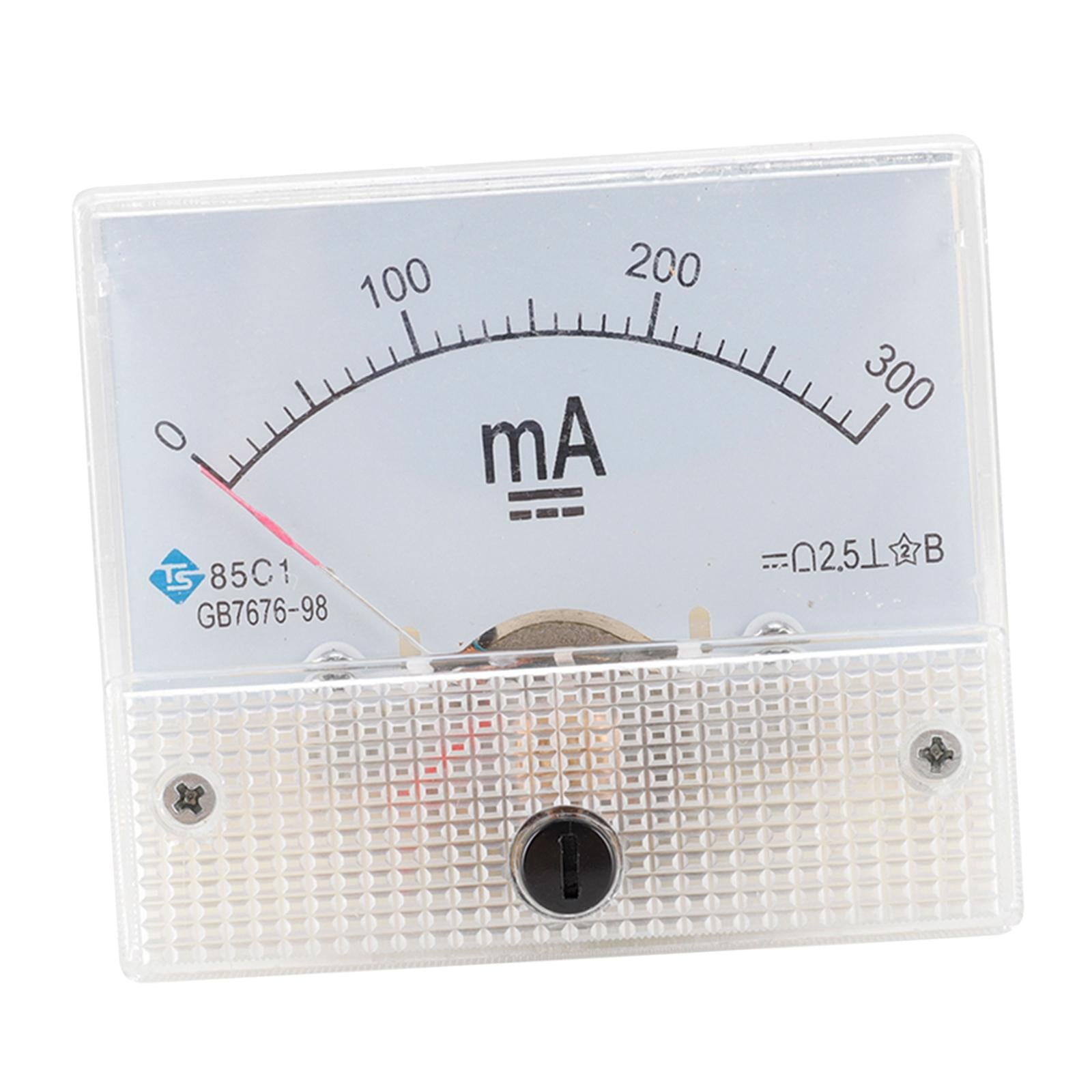 Rectangular Needle DC Ammeter Current Panel Meter Class 2.5 Charging Battery 0-300MA