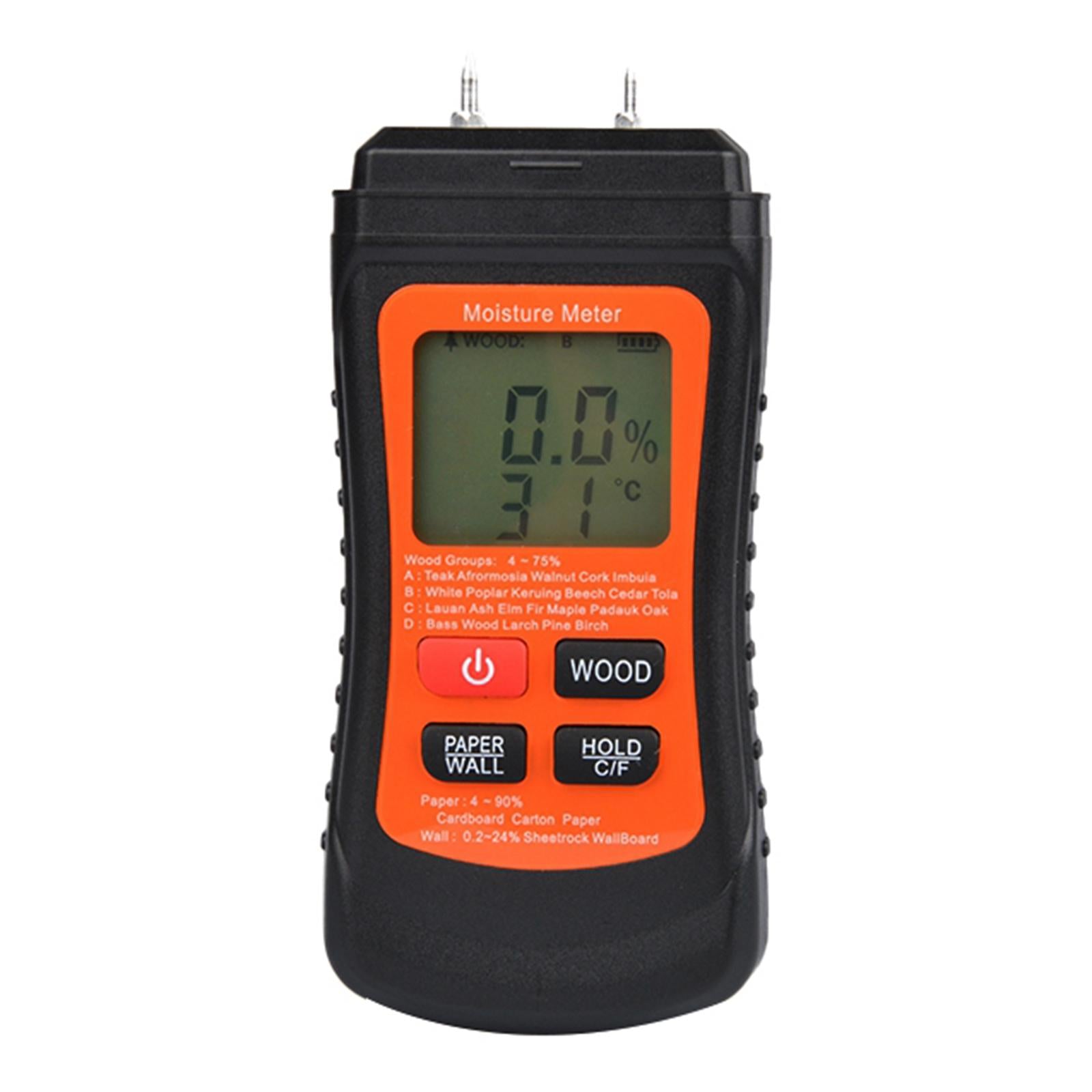 2Pin Wood Moisture Meter Damp Tester 4 Modes for Walls Firewood Furniture