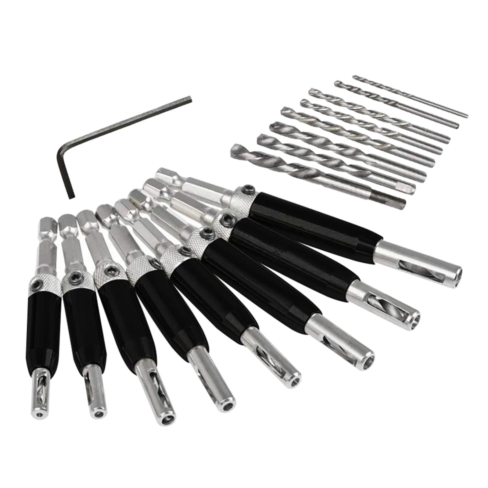 17 Piece Self Centering Drill Bit Woodworking for Door Lock 5/64-1/4 Inches