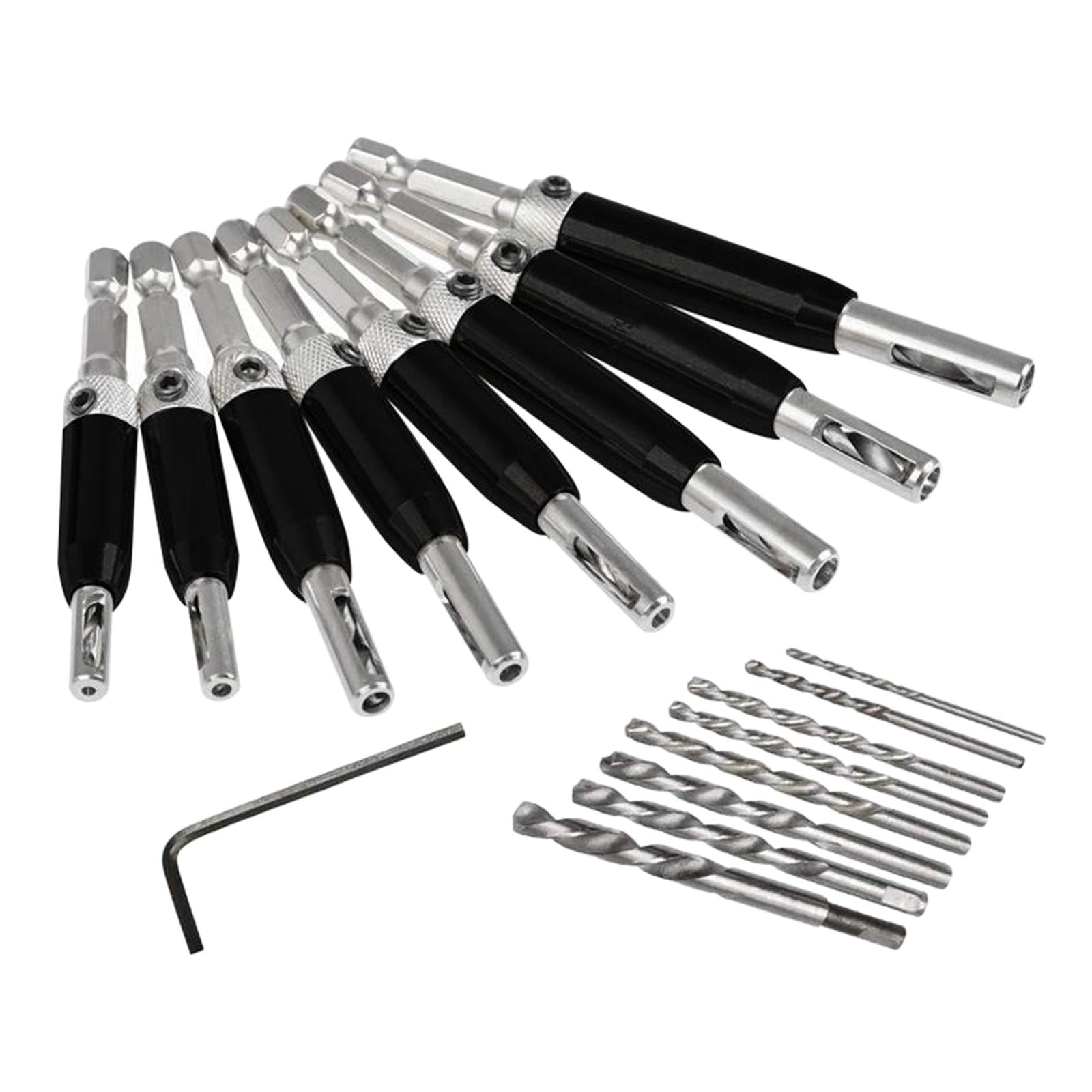 17 Piece Self Centering Drill Bit Woodworking for Door Lock 5/64-1/4 Inches