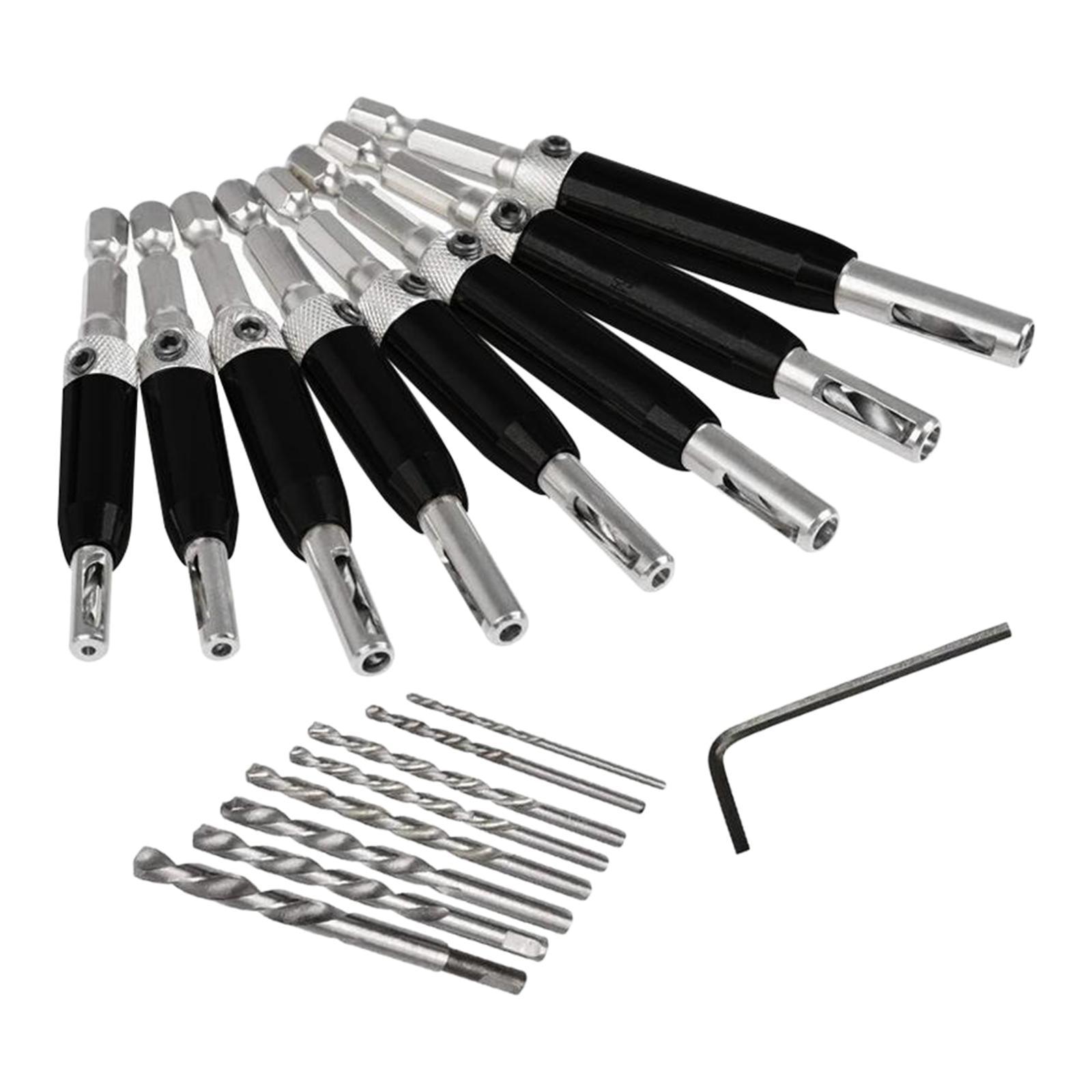 17 Piece Self Centering Drill Bit Woodworking for Door Lock 5/64-1/4 Inches