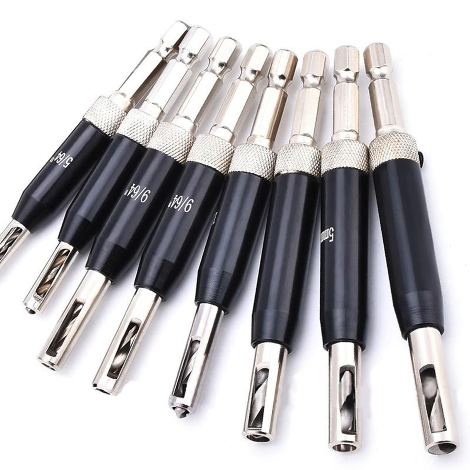 17 Piece Self Centering Drill Bit Woodworking for Door Lock 5/64-1/4 Inches