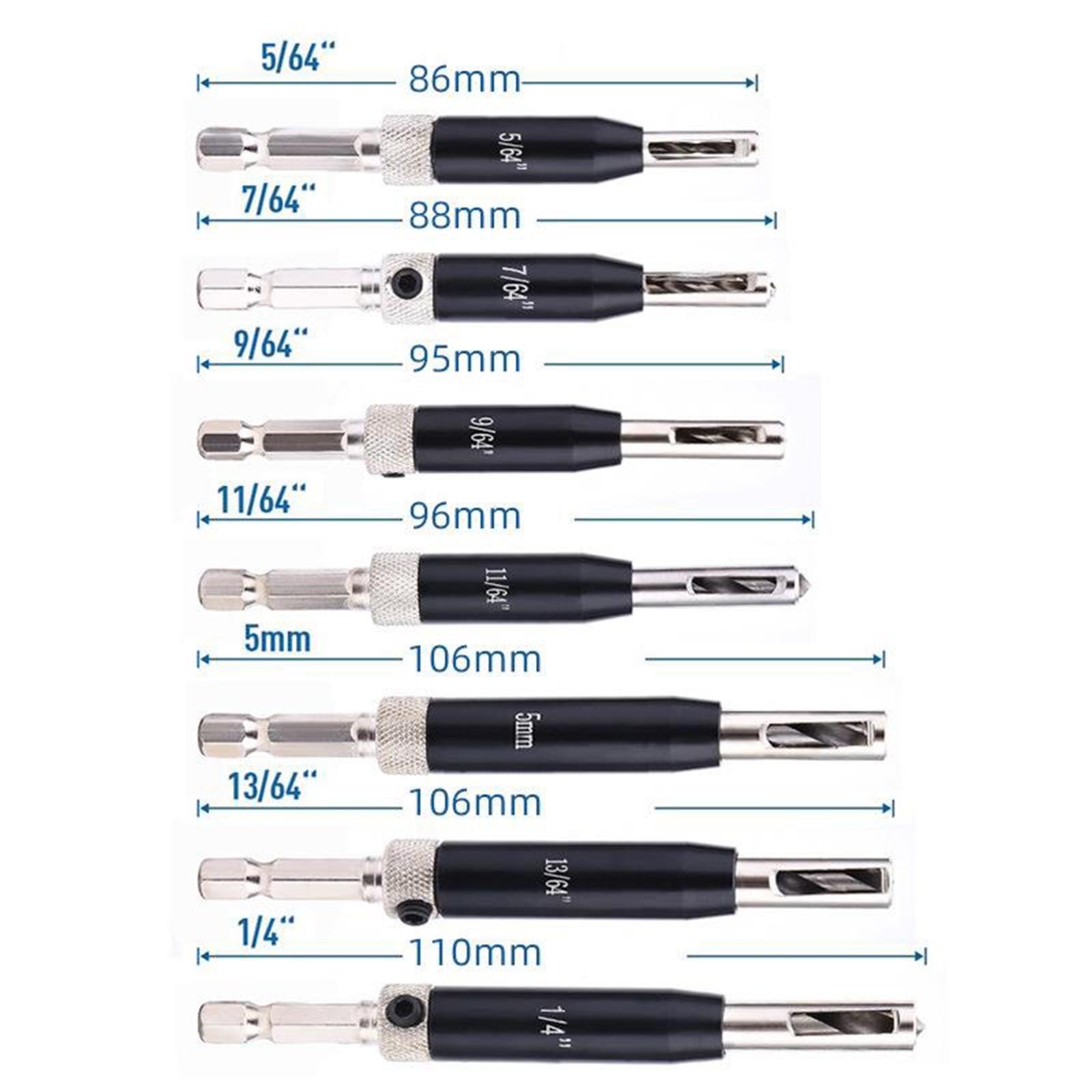 17 Piece Self Centering Drill Bit Woodworking for Door Lock 5/64-1/4 Inches