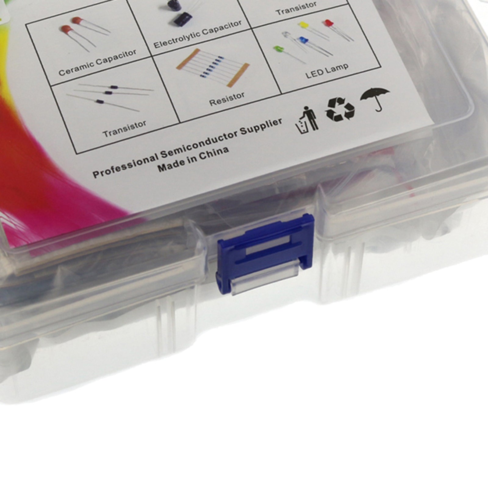Electronics Component Kit LED Diodes Capacitors Resistors 1490pcs Boxed