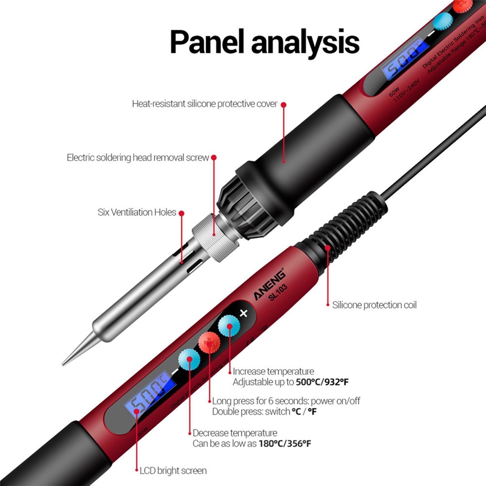 60W Temperature Adjustable Electric Soldering Iron Weld Tin Welding Pen SL103 US 16Set