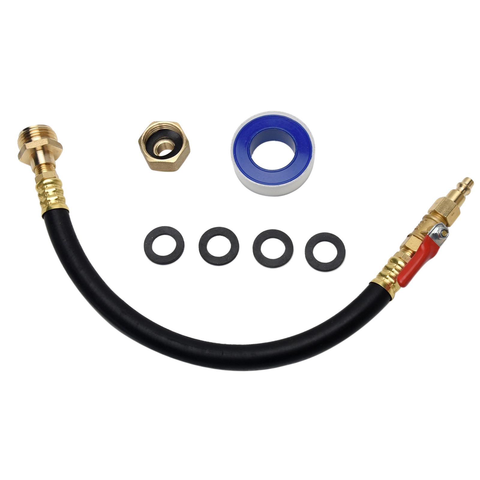 Blowout Adapter with Shut Off Valve 1 Roll of Tape for RV Motorhome Garden
