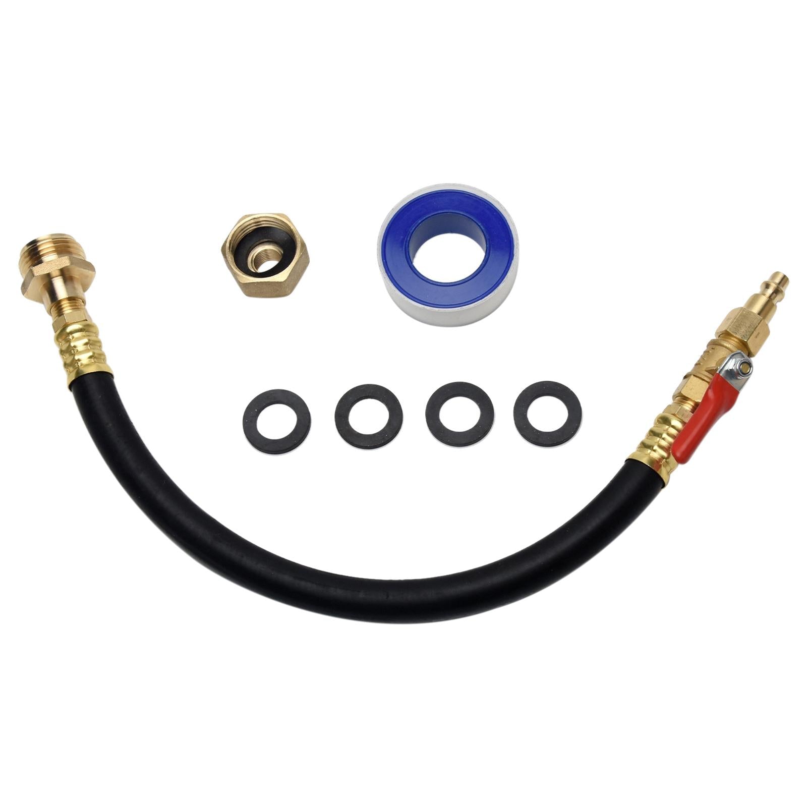 Blowout Adapter with Shut Off Valve 1 Roll of Tape for RV Motorhome Garden