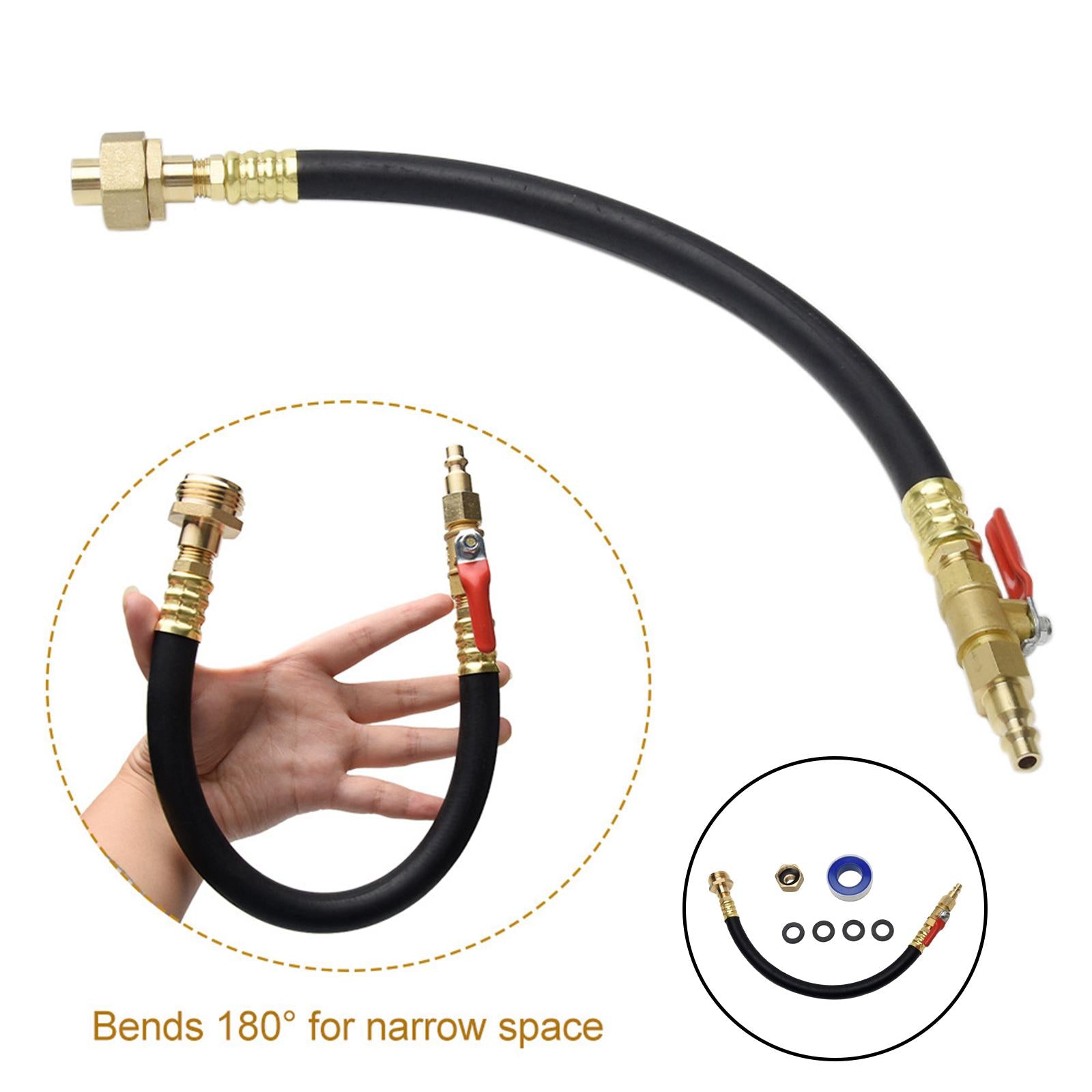 Blowout Adapter with Shut Off Valve 1 Roll of Tape for RV Motorhome Garden