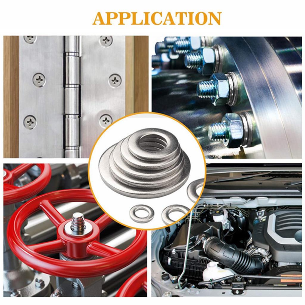 860 Pieces Flat Washers Set Carbon Steel 8 Sizes DIY Accessories Silver