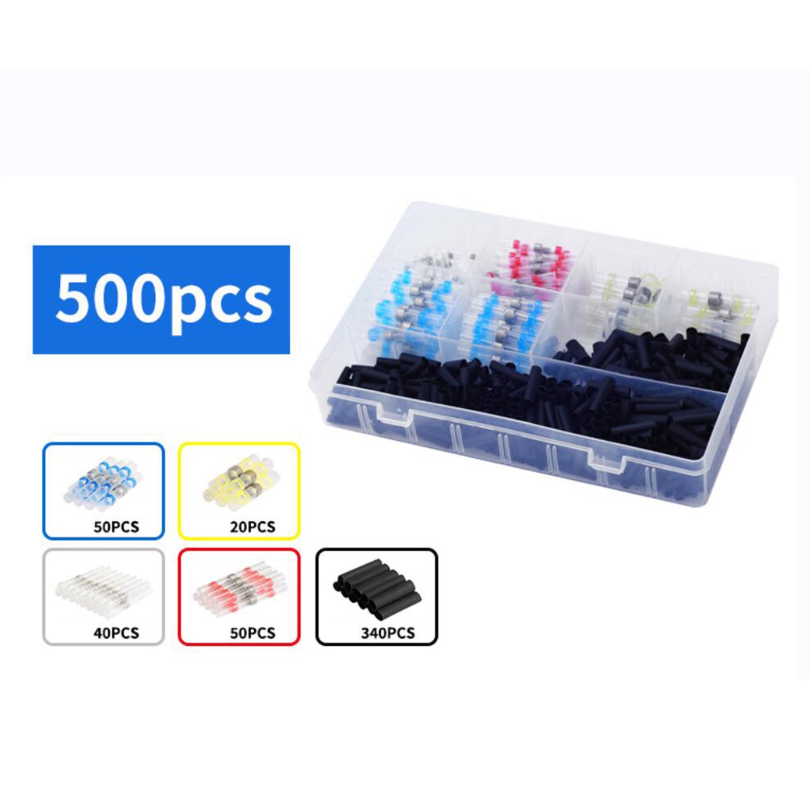 Heat Shrinkable Solder Rings Wire Terminal Water Proof Connector Butt Crimp 500pcs