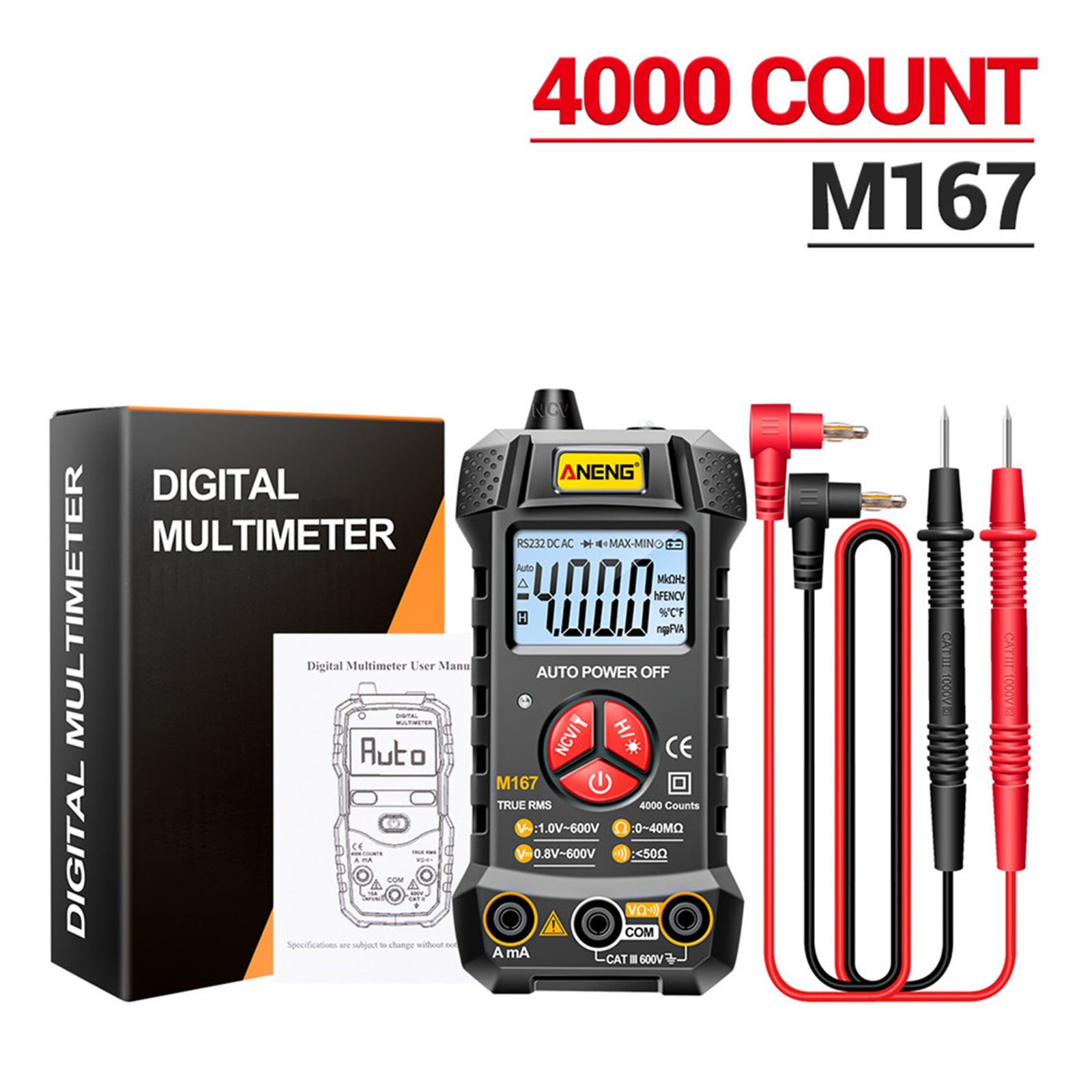 Handheld Multifunction Multimeter AC DC Resistance Tester Meter for Current