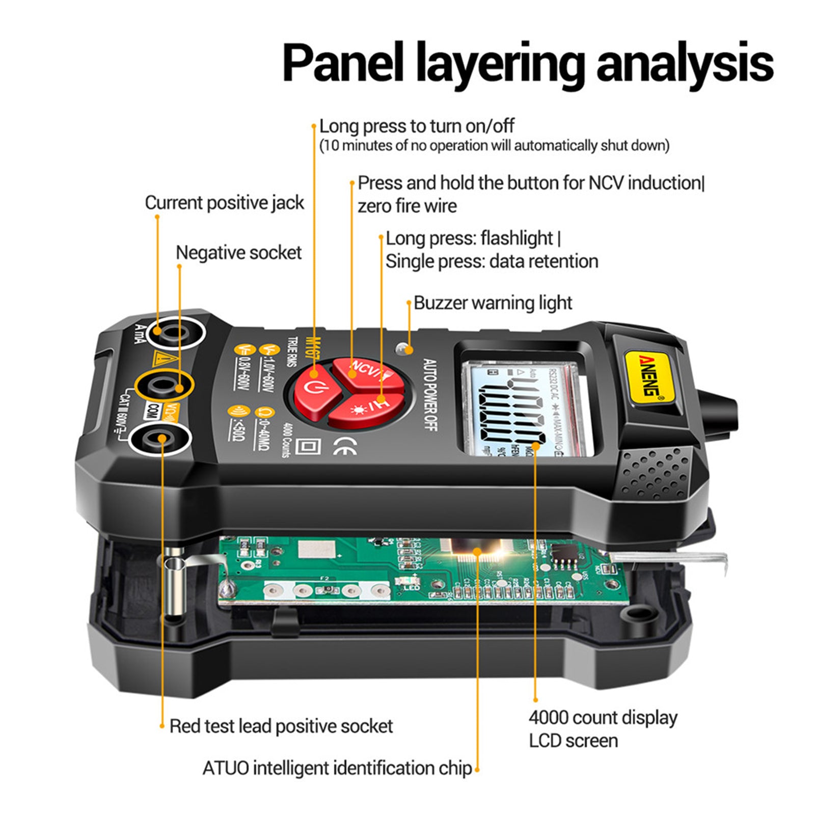 Handheld Multifunction Multimeter AC DC Resistance Tester Meter for Current