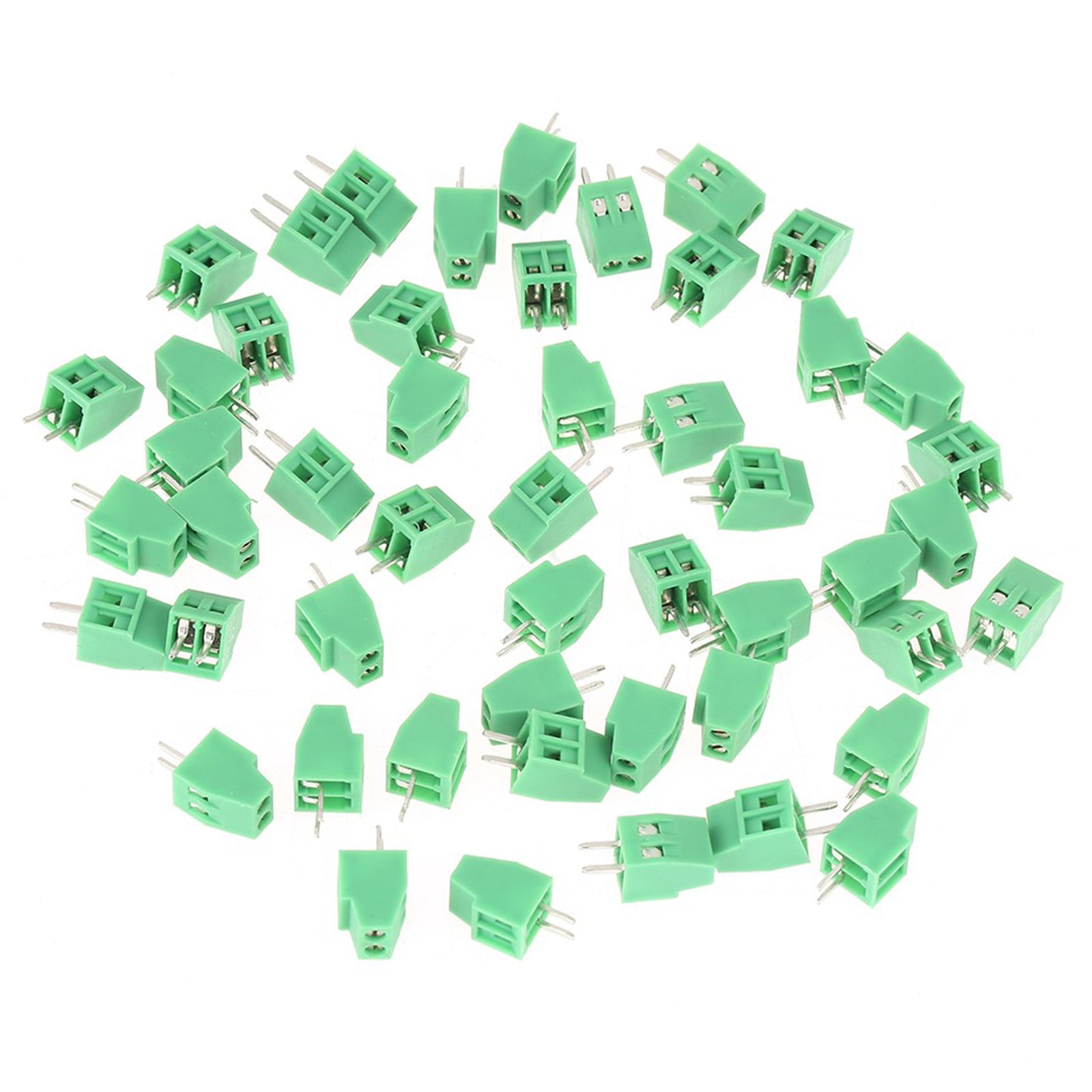 Set of 50 2.54mm PCB Screw Terminal Blocks 2Pins Electrical Connectors