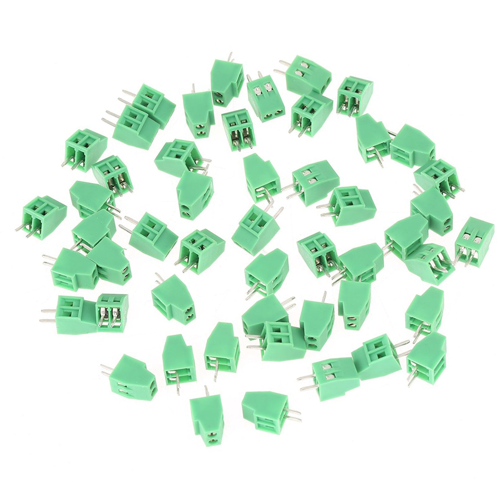 Set of 50 2.54mm PCB Screw Terminal Blocks 2Pins Electrical Connectors