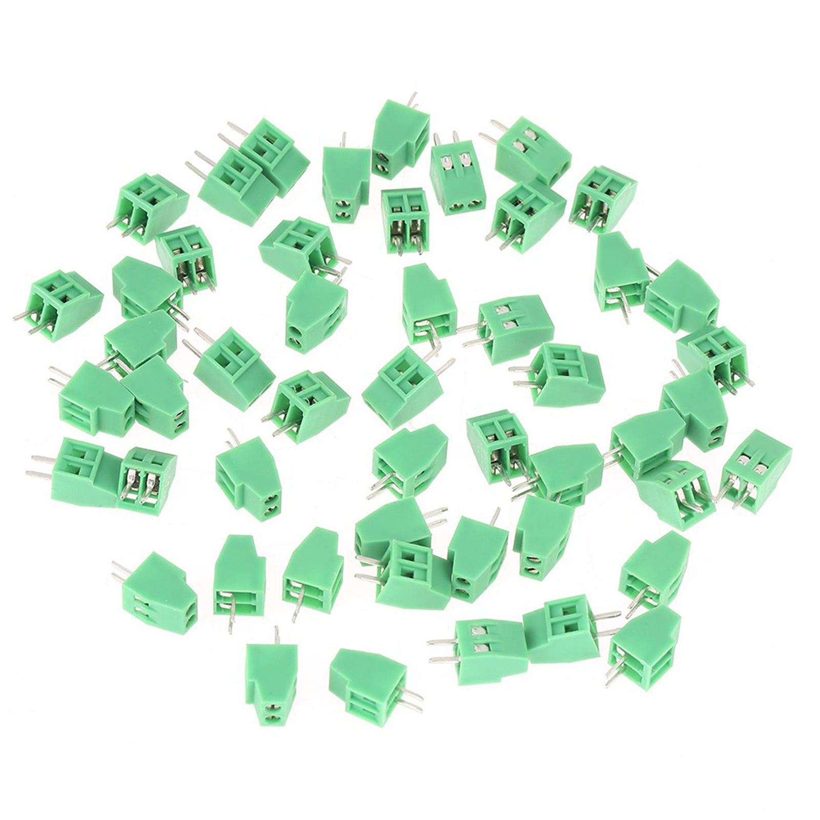 Set of 50 2.54mm PCB Screw Terminal Blocks 2Pins Electrical Connectors