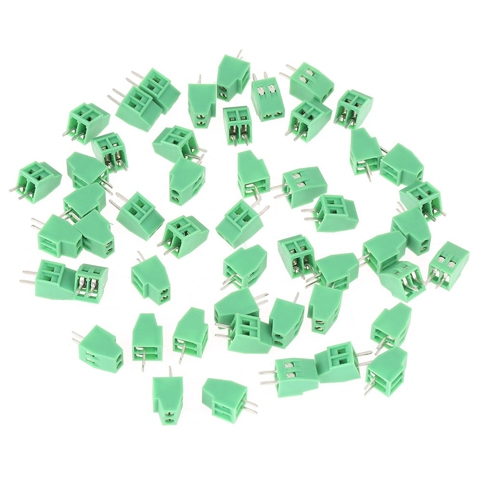 Set of 50 2.54mm PCB Screw Terminal Blocks 2Pins Electrical Connectors