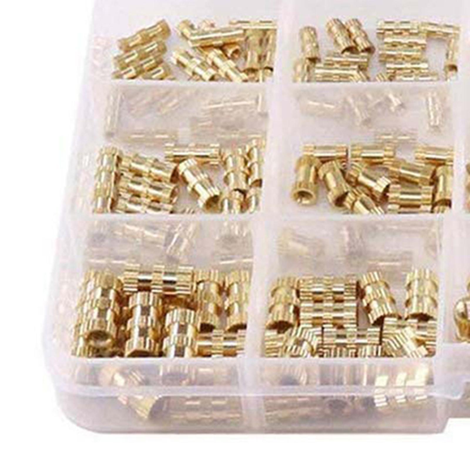 250pcs Copper Brass Knurl Insert Nuts Metric Threaded Assortment Set Kit