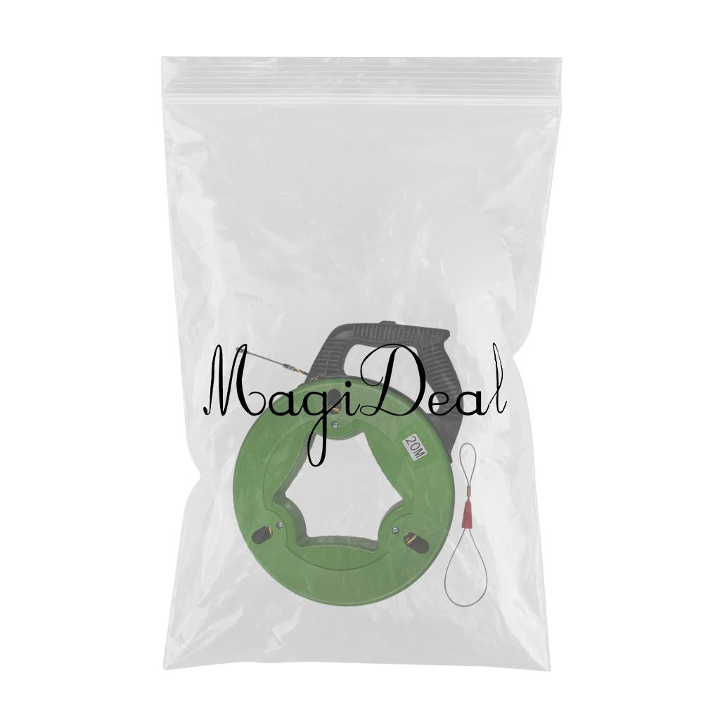 20Mx4.5mm Fish Tape Cable Wire Conduit Duct Cable Puller for Electrician Green Pull Head Polyester Thread