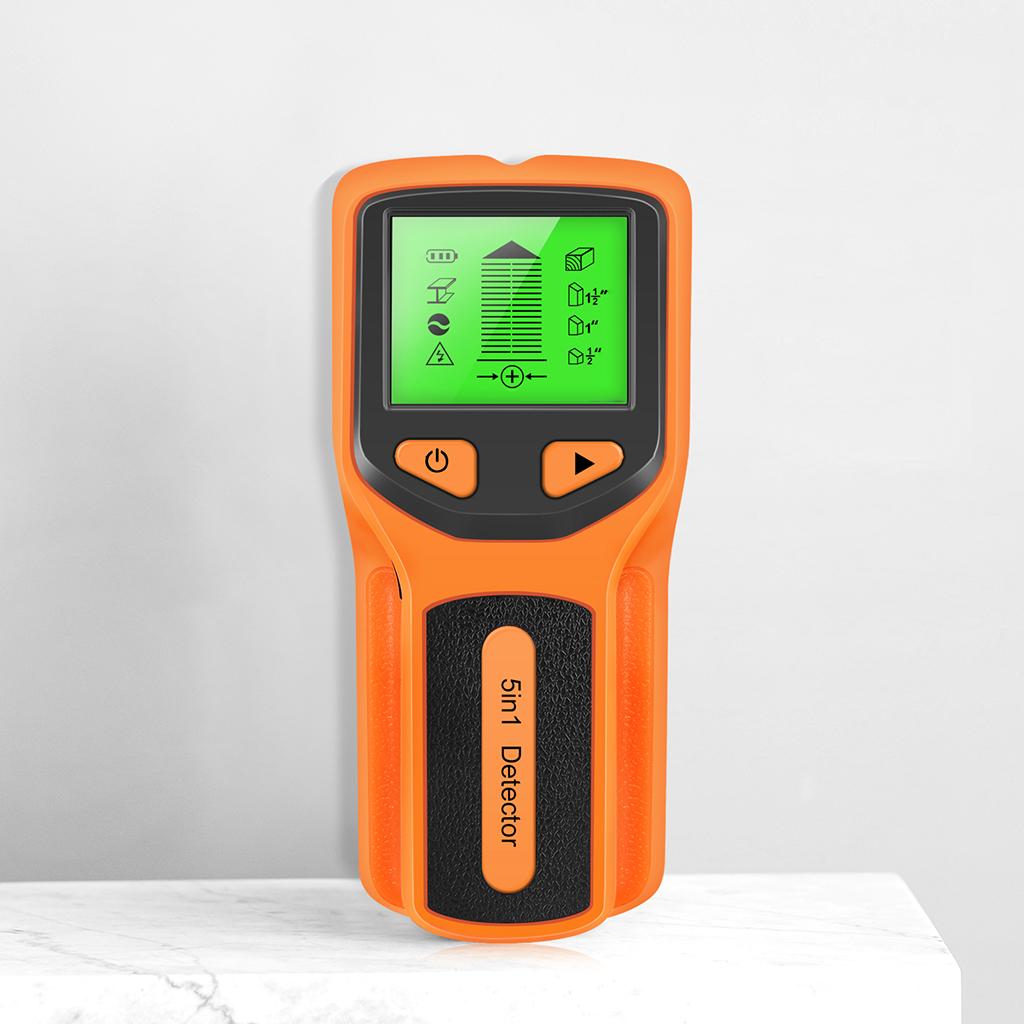 5 in 1 Stud Finder Wood Metal Pipe Wire Wall Sensor Scanner LCD Detector Orange