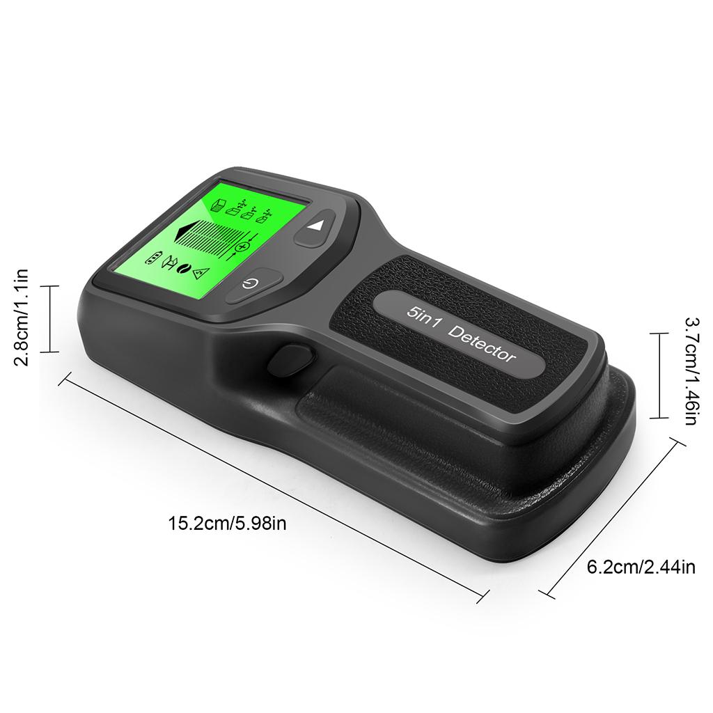 5 in 1 Stud Finder Wood Metal Pipe Wire Wall Sensor Scanner LCD Detector Black