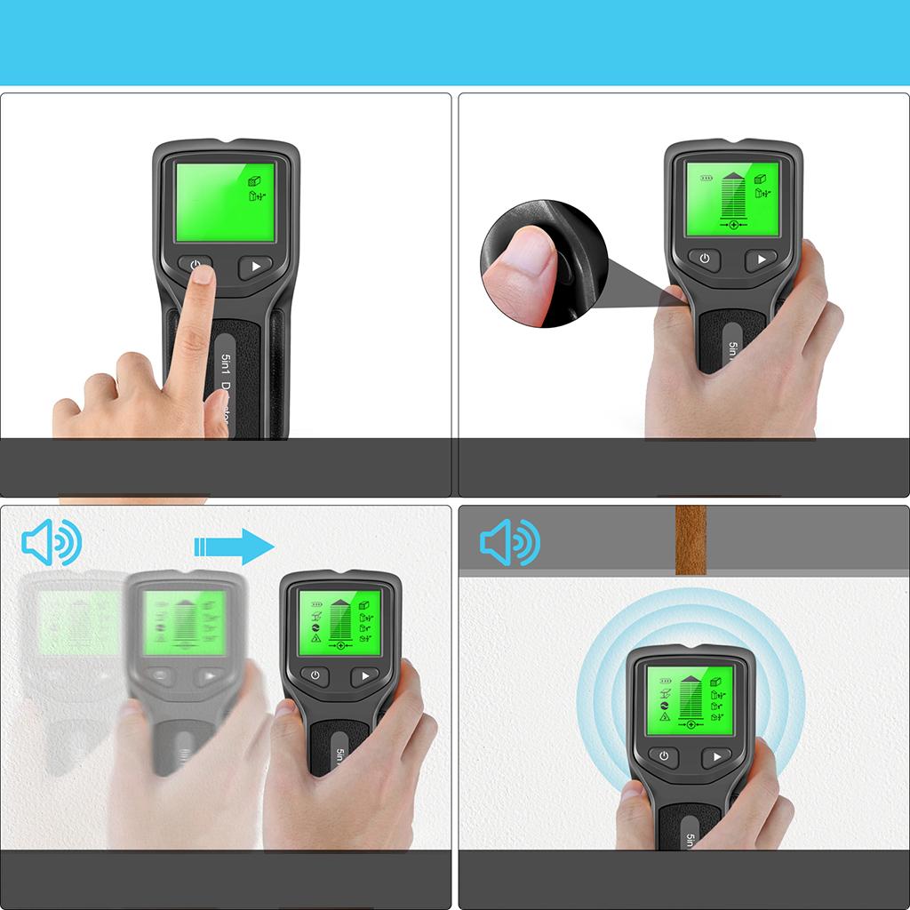 5 in 1 Stud Finder Wood Metal Pipe Wire Wall Sensor Scanner LCD Detector Black