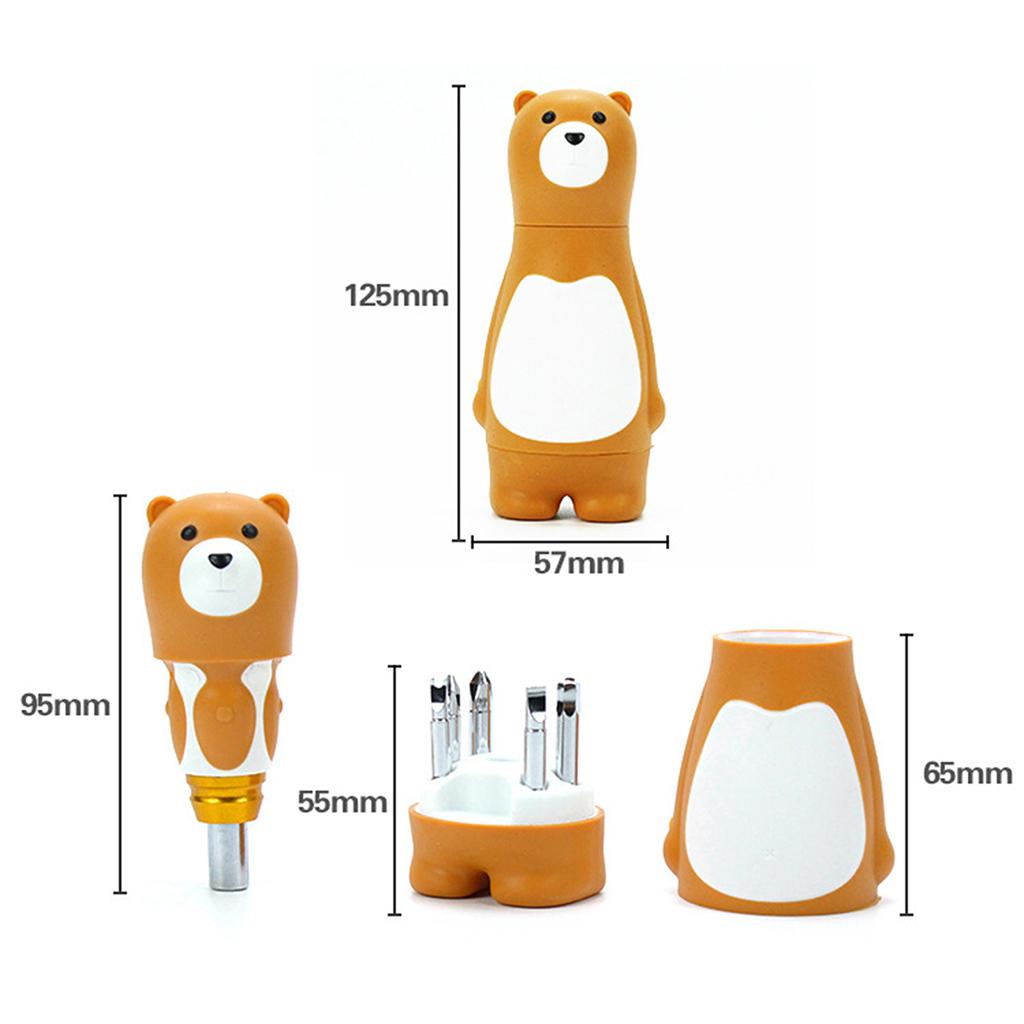 Screwdriver Bit Set Removable Cartoon Soft Grip Slotted Tool for Kids Toys