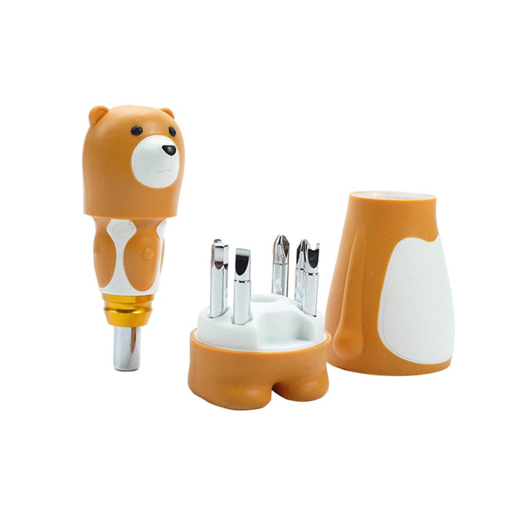 Screwdriver Bit Set Removable Cartoon Soft Grip Slotted Tool for Kids Toys