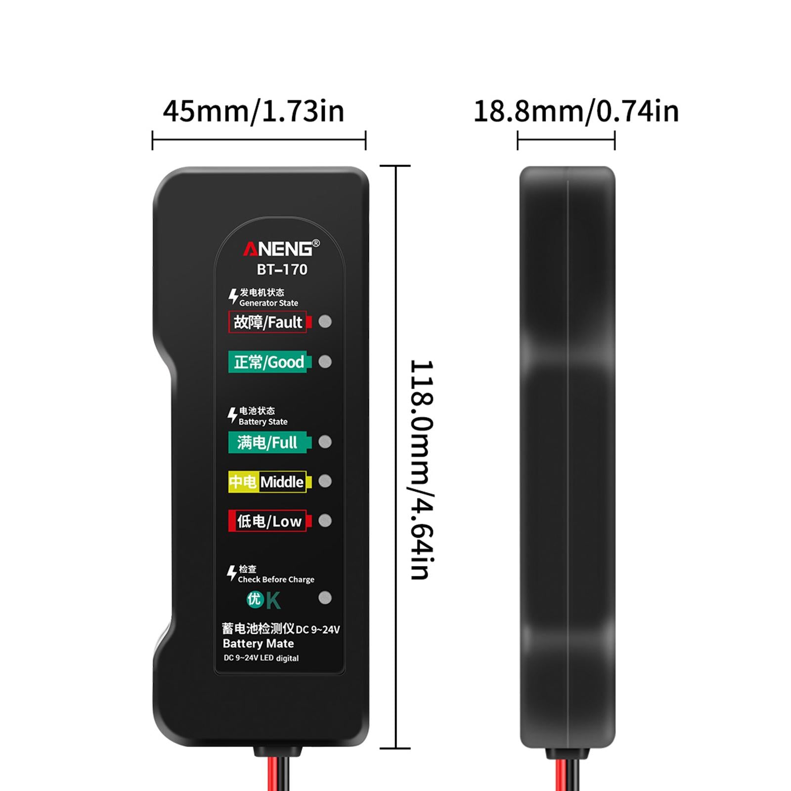 Engine Battery Tester 9V 12V 24V Digital Analyzer for Motorbike Vehicles