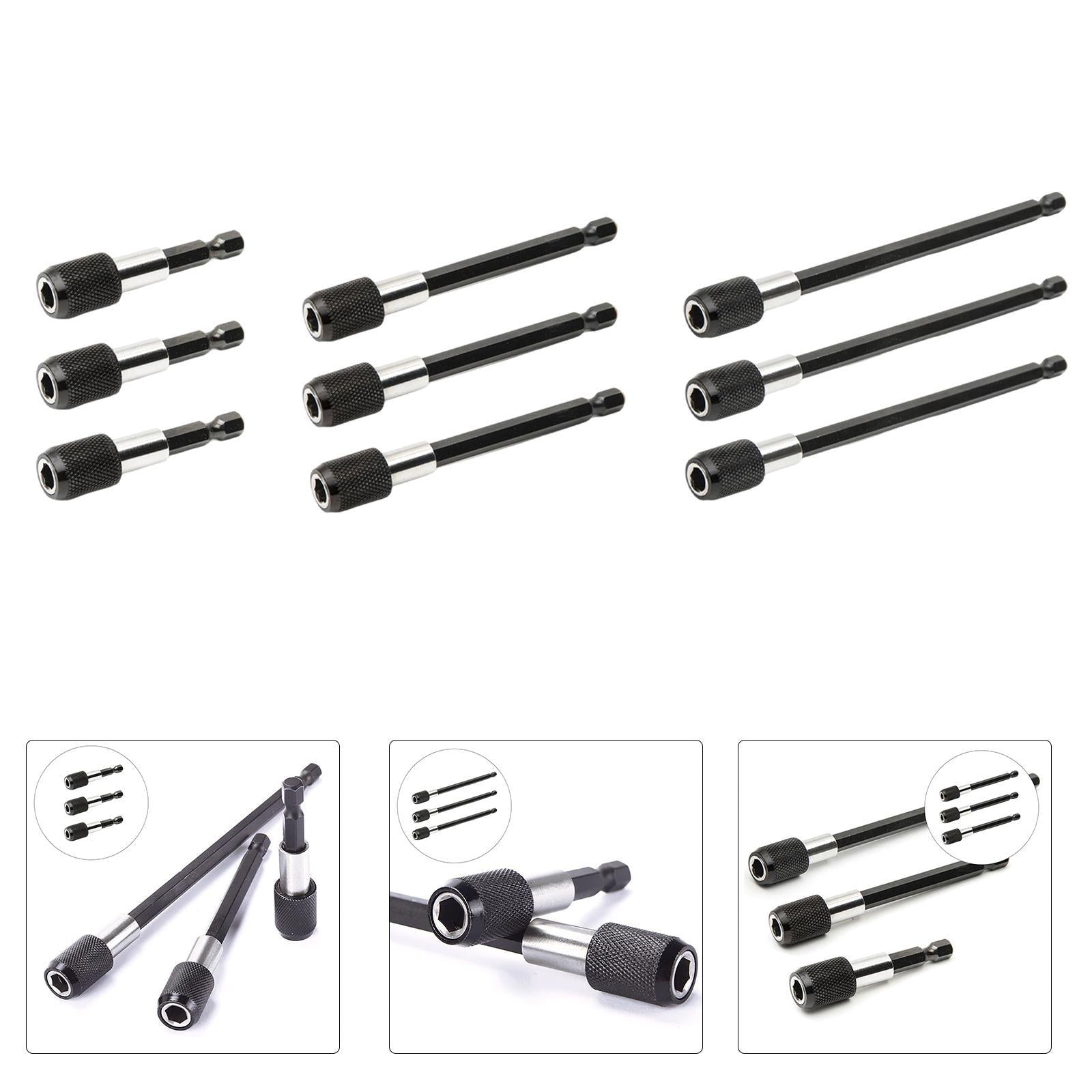 3Pcs Bit Holder Quick Change Hexagon Bit Extension Rod for 1/4 Hex Shank 60mm