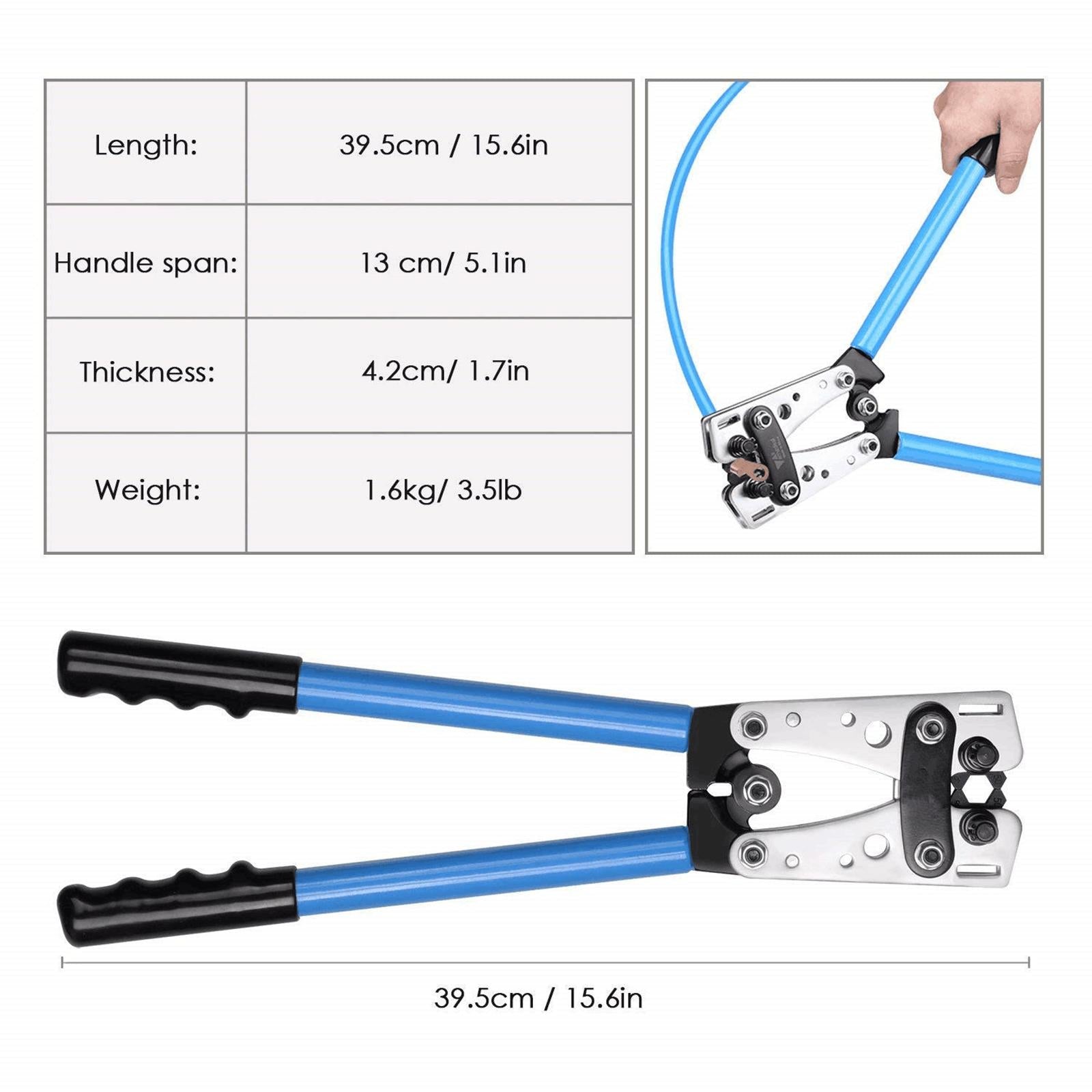Wire Crimper Terminal Crimping Tool for Battery Terminal Wire Lugs AWG 0-1/0 Terminal Crimper